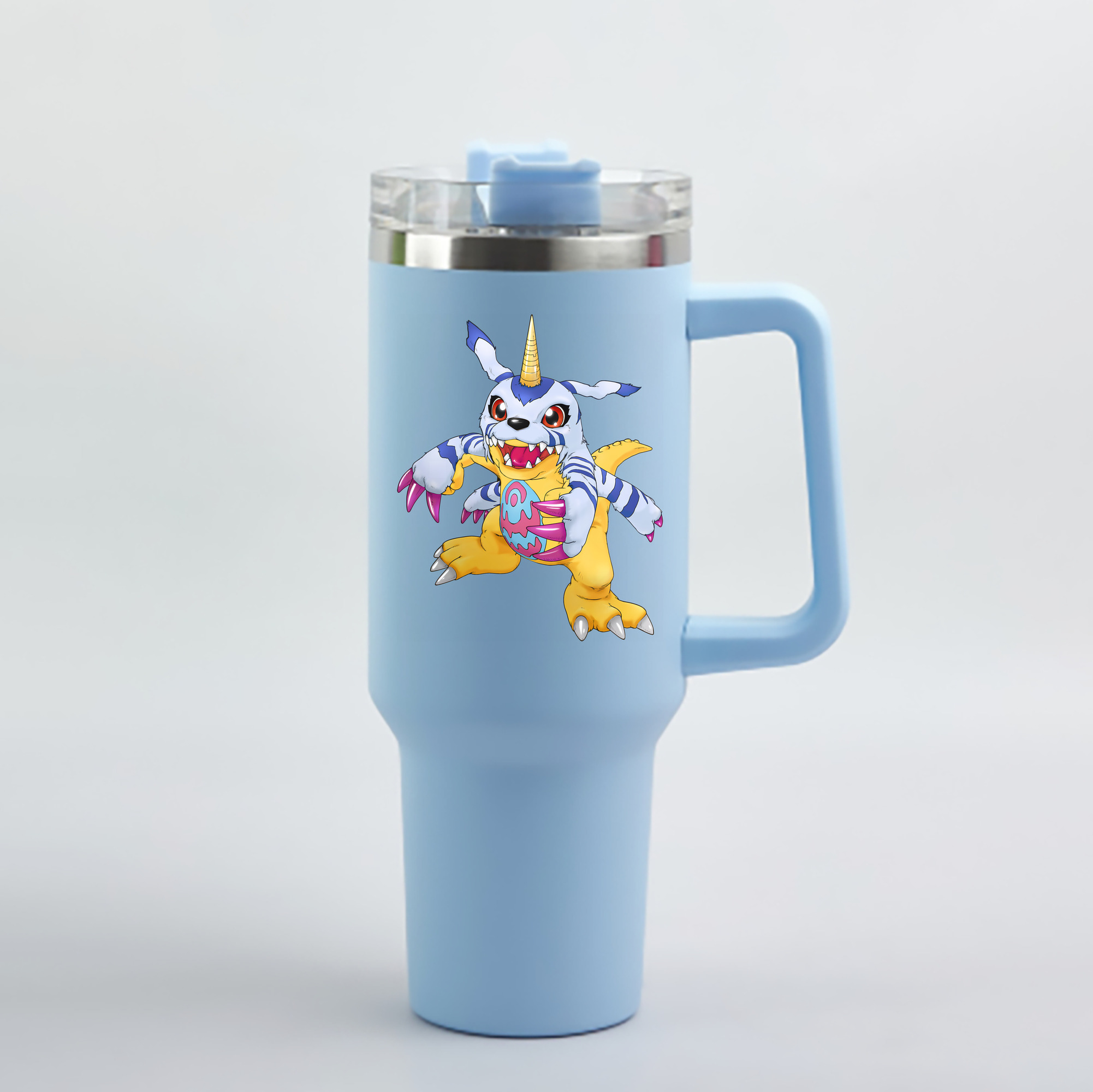 （画像用） Digimon デジタルモンスター/デジモン 1200mL車用タンブラー - クリスタルステッカー（プラスチックストロー付き）