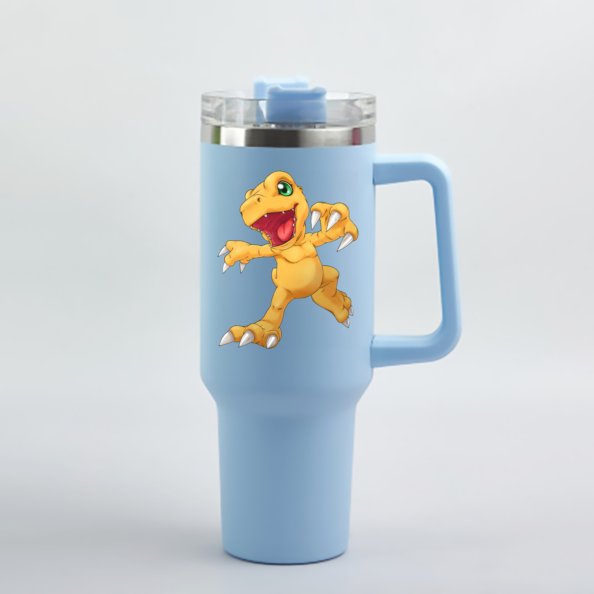 （画像用） Digimon デジタルモンスター/デジモン 1200mL車用タンブラー - クリスタルステッカー（プラスチックストロー付き）