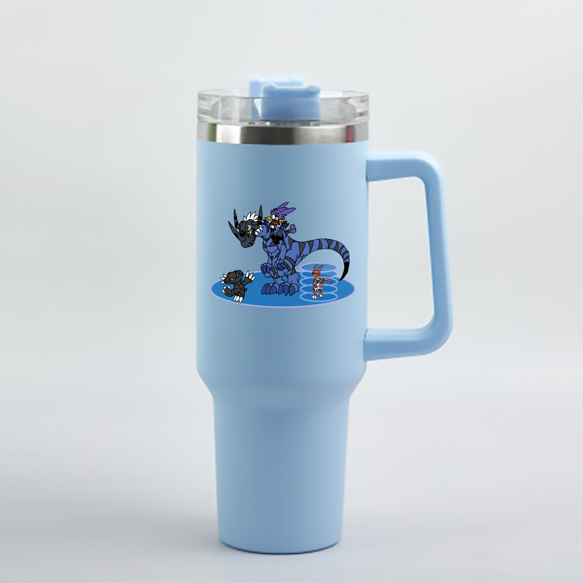 （画像用） Digimon デジタルモンスター/デジモン 1200mL車用タンブラー - クリスタルステッカー（プラスチックストロー付き）