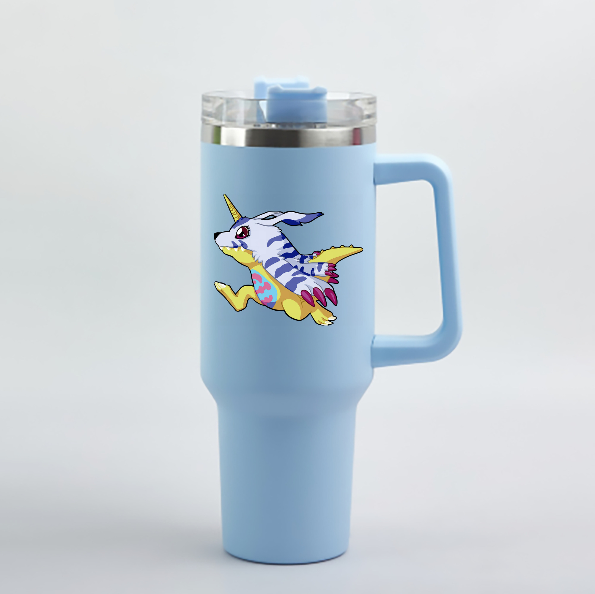 （画像用） Digimon デジタルモンスター/デジモン 1200mL車用タンブラー - クリスタルステッカー（プラスチックストロー付き）