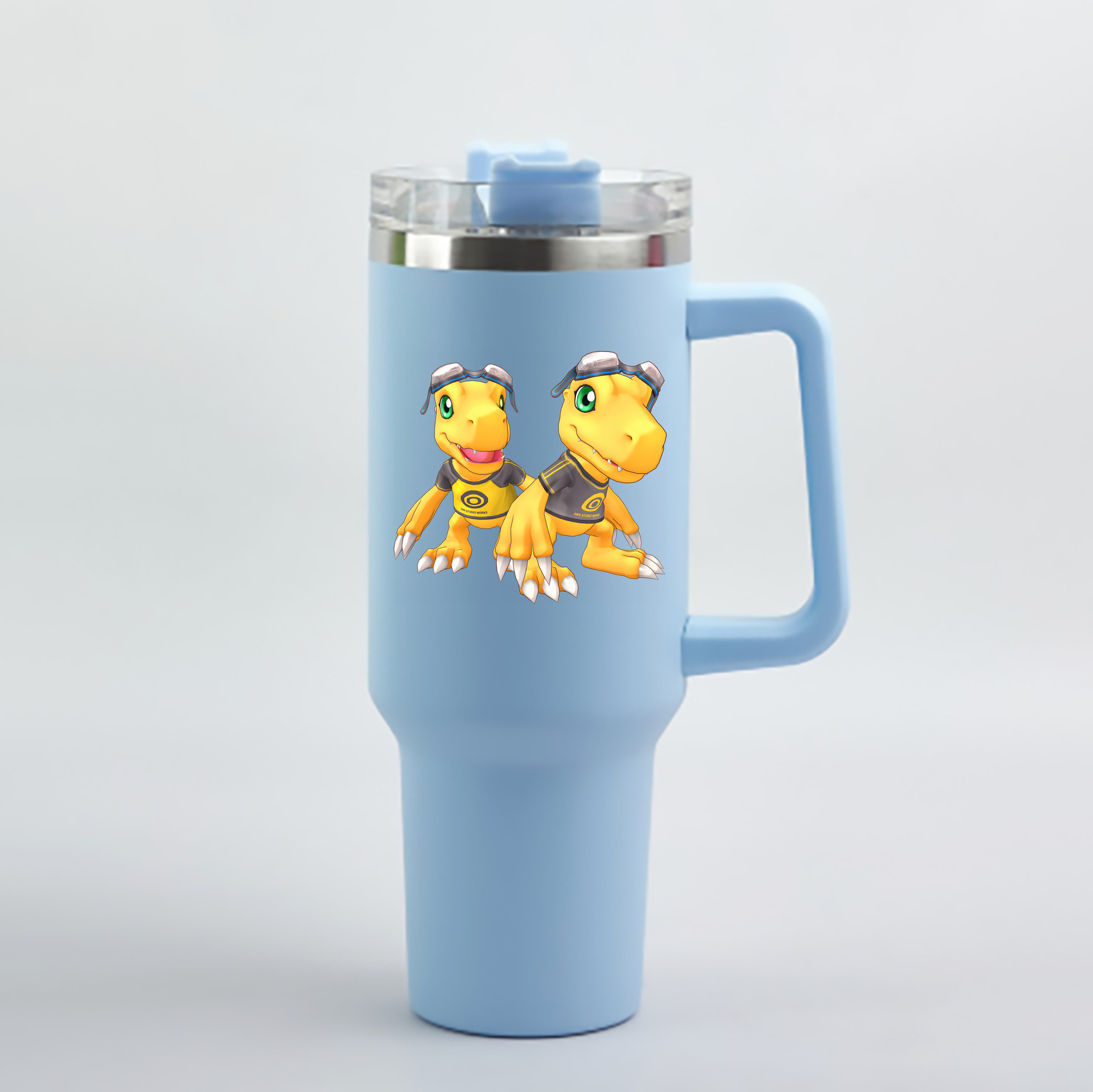 （画像用） Digimon デジタルモンスター/デジモン 1200mL車用タンブラー - クリスタルステッカー（プラスチックストロー付き）