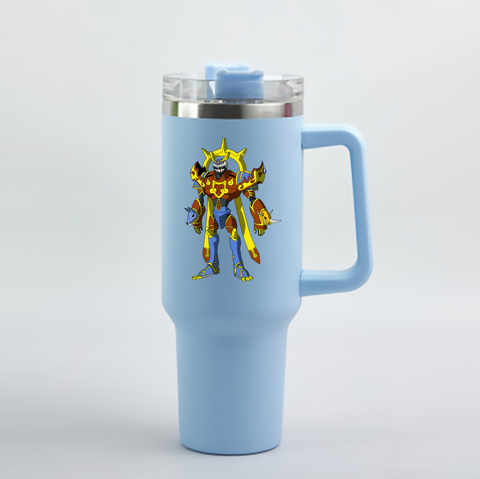 （画像用） Digimon デジタルモンスター/デジモン 1200mL車用タンブラー - クリスタルステッカー（プラスチックストロー付き）