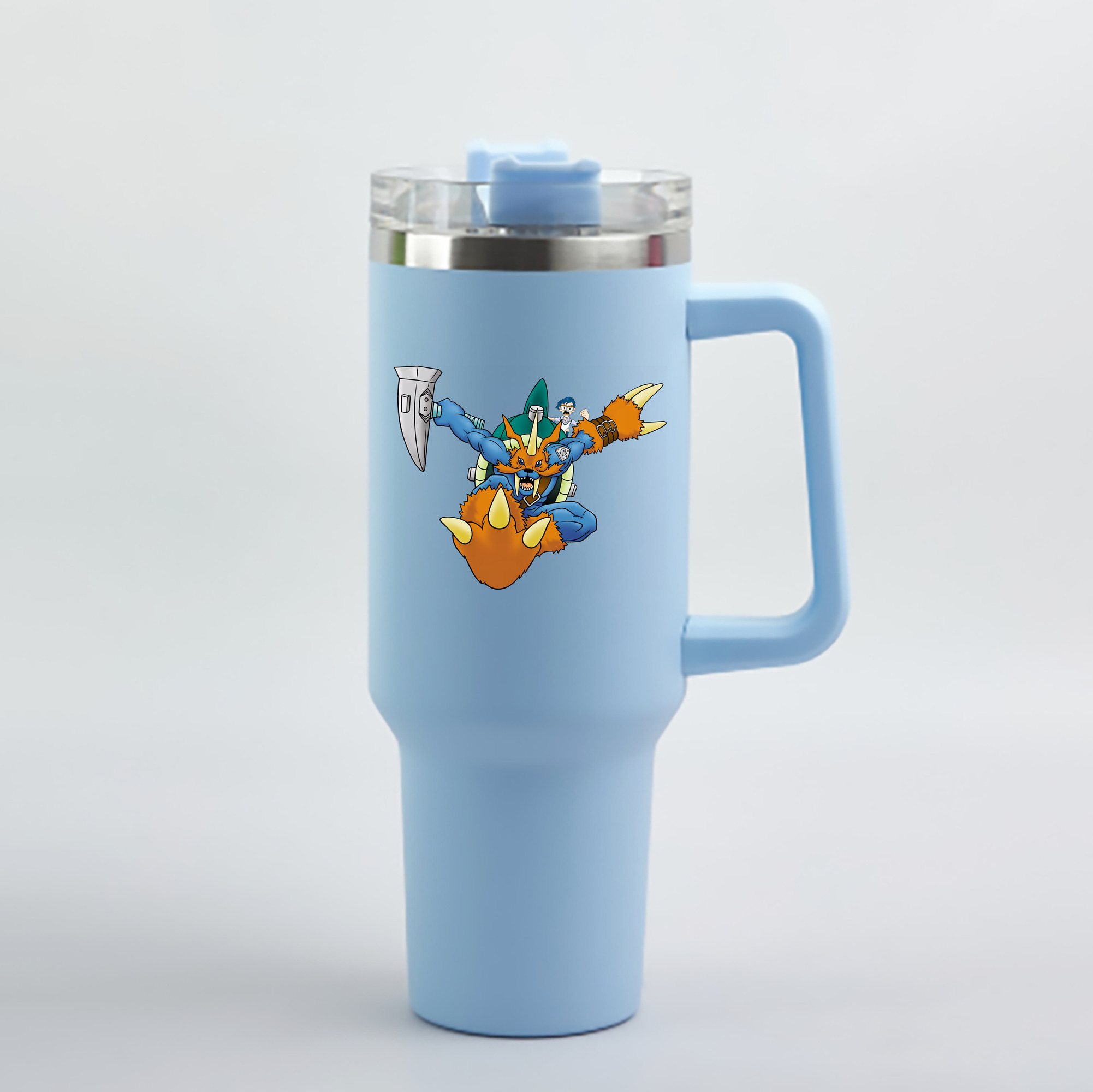 （画像用） Digimon デジタルモンスター/デジモン 1200mL車用タンブラー - クリスタルステッカー（プラスチックストロー付き）