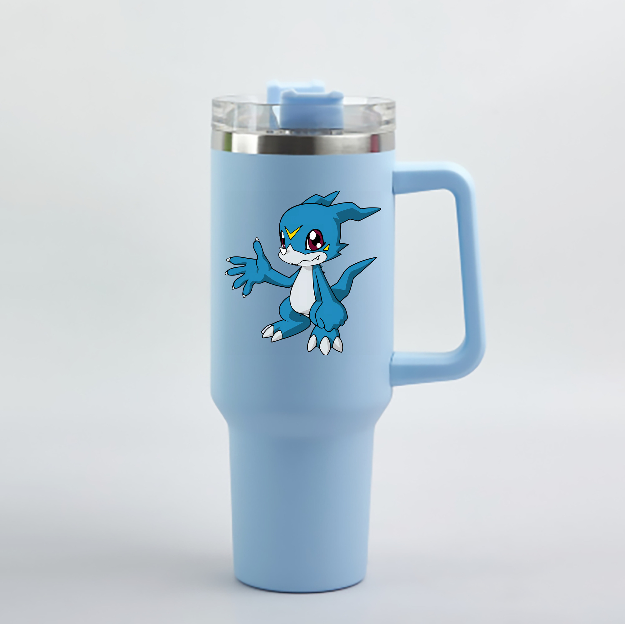 （画像用） Digimon デジタルモンスター/デジモン 1200mL車用タンブラー - クリスタルステッカー（プラスチックストロー付き）