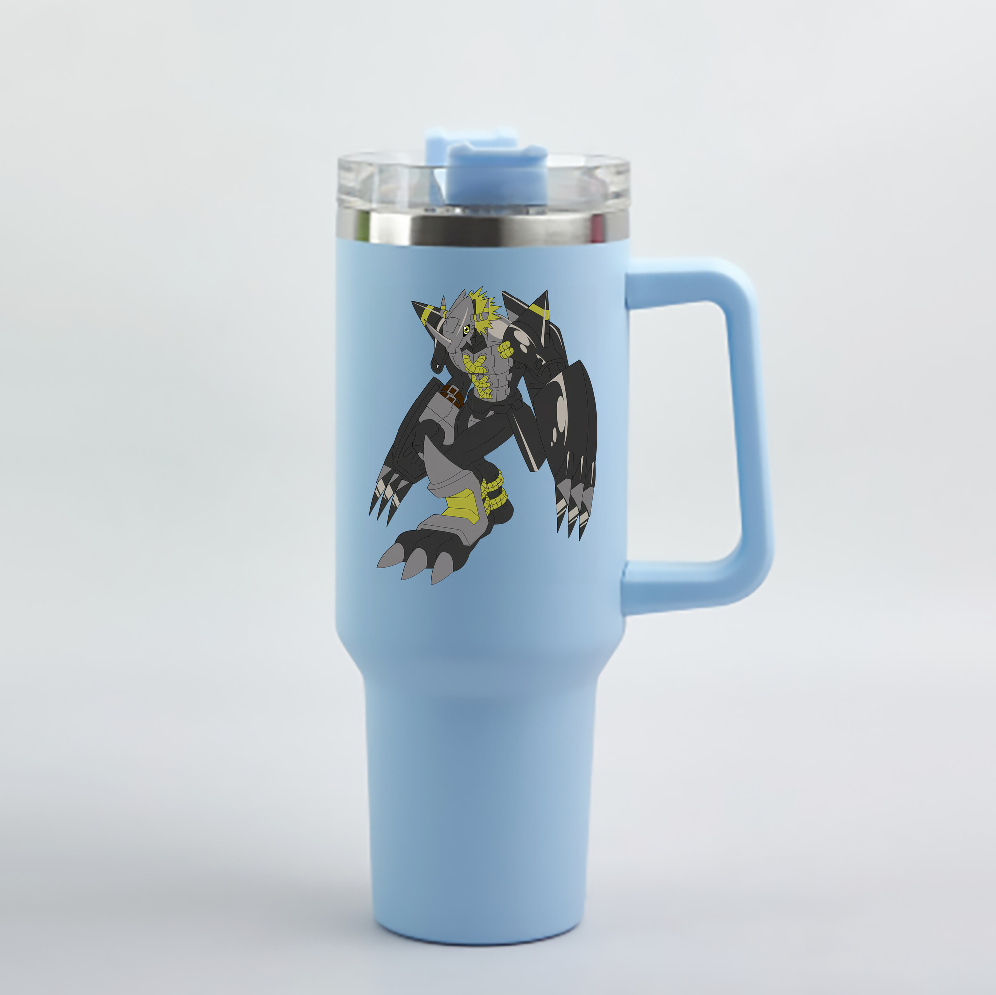 （画像用） Digimon デジタルモンスター/デジモン 1200mL車用タンブラー - クリスタルステッカー（プラスチックストロー付き）