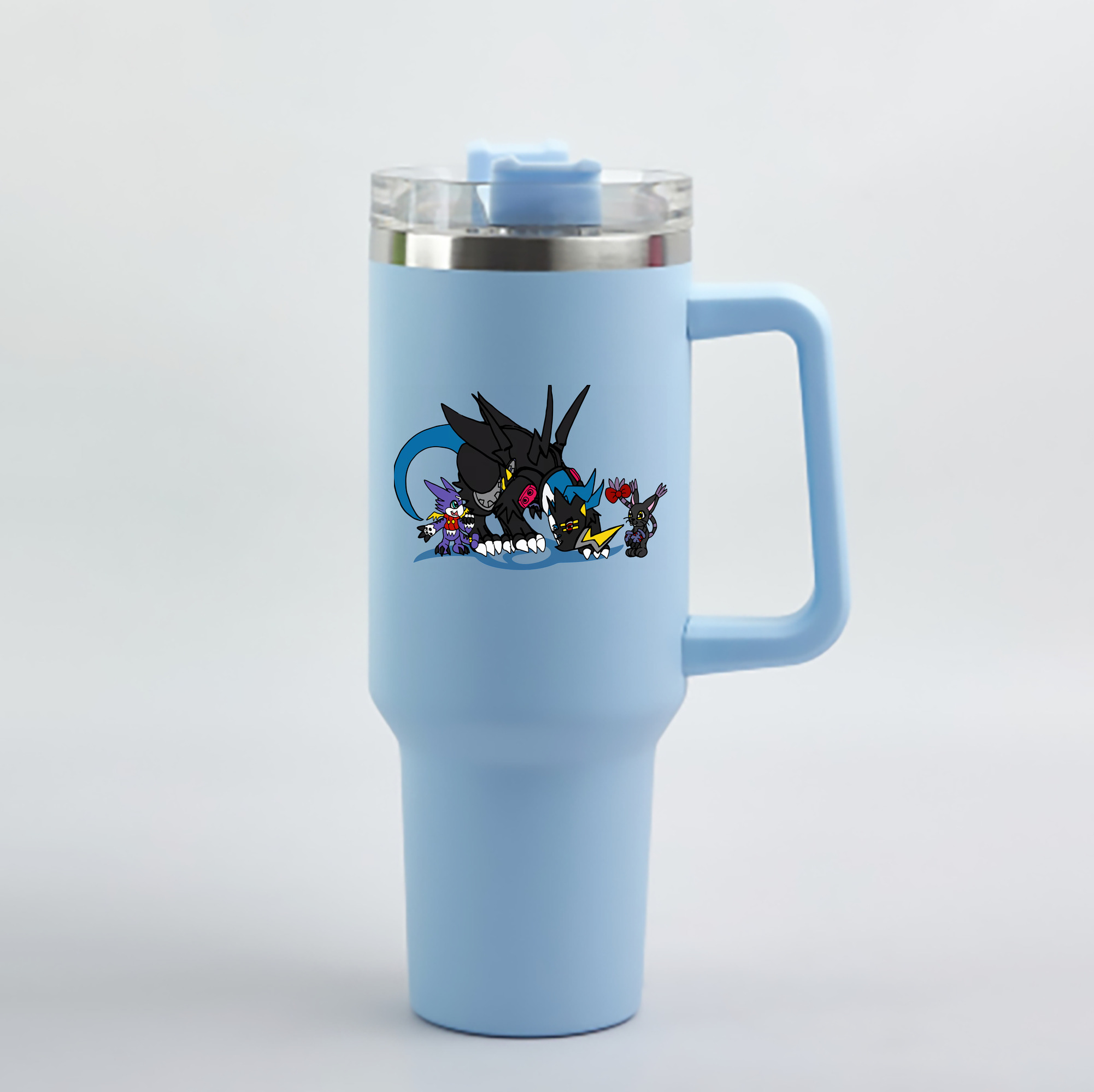 （画像用） Digimon デジタルモンスター/デジモン 1200mL車用タンブラー - クリスタルステッカー（プラスチックストロー付き）