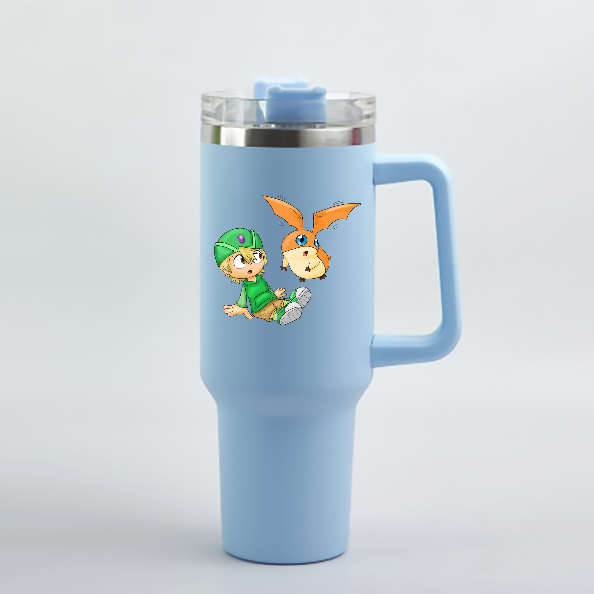 （画像用） Digimon デジタルモンスター/デジモン 1200mL車用タンブラー - クリスタルステッカー（プラスチックストロー付き）