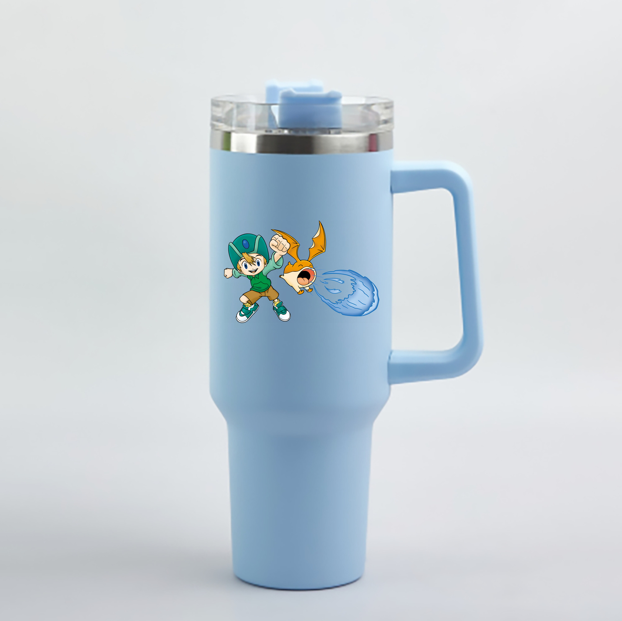 （画像用） Digimon デジタルモンスター/デジモン 1200mL車用タンブラー - クリスタルステッカー（プラスチックストロー付き）