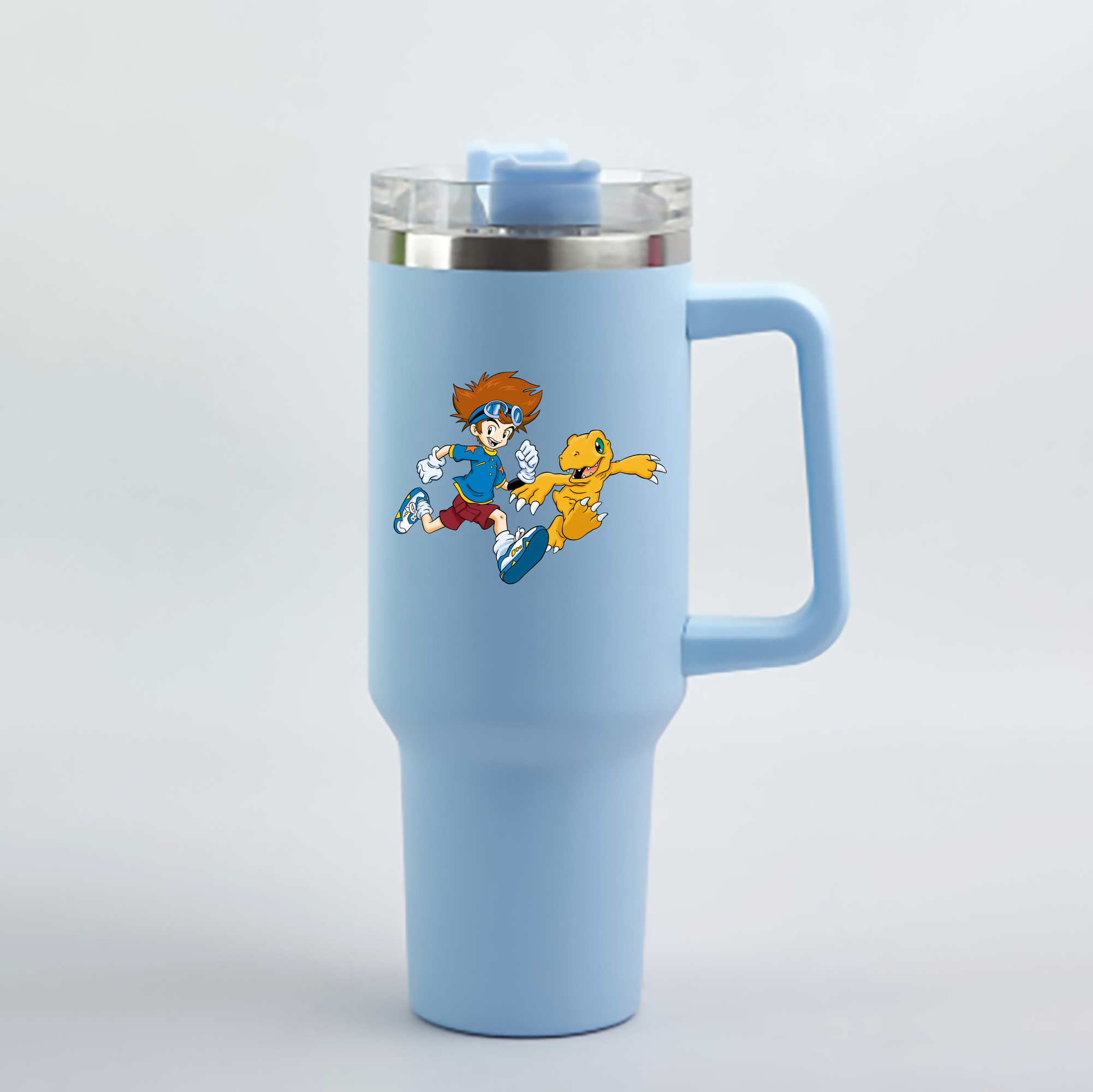 （画像用） Digimon デジタルモンスター/デジモン 1200mL車用タンブラー - クリスタルステッカー（プラスチックストロー付き）
