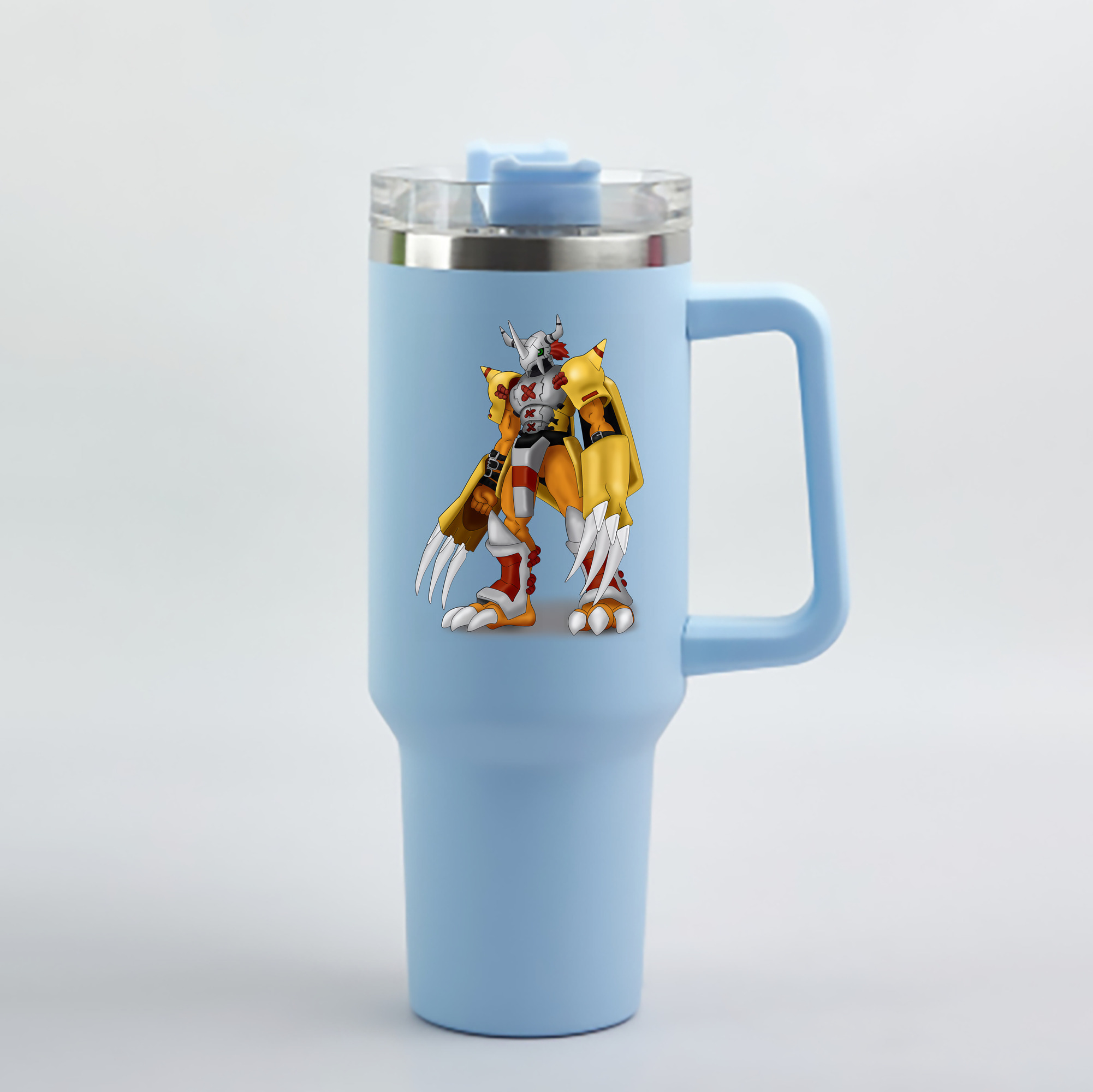 （画像用） Digimon デジタルモンスター/デジモン 1200mL車用タンブラー - クリスタルステッカー（プラスチックストロー付き）