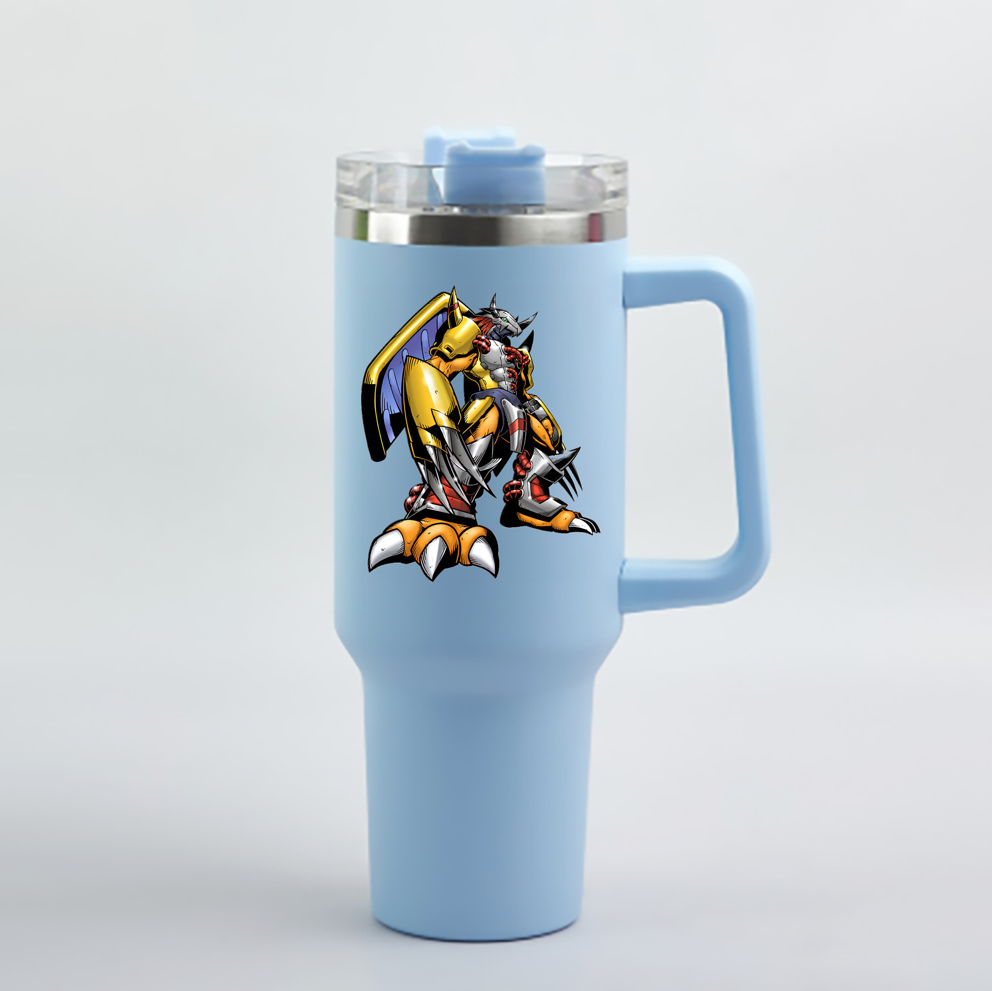 （画像用） Digimon デジタルモンスター/デジモン 1200mL車用タンブラー - クリスタルステッカー（プラスチックストロー付き）