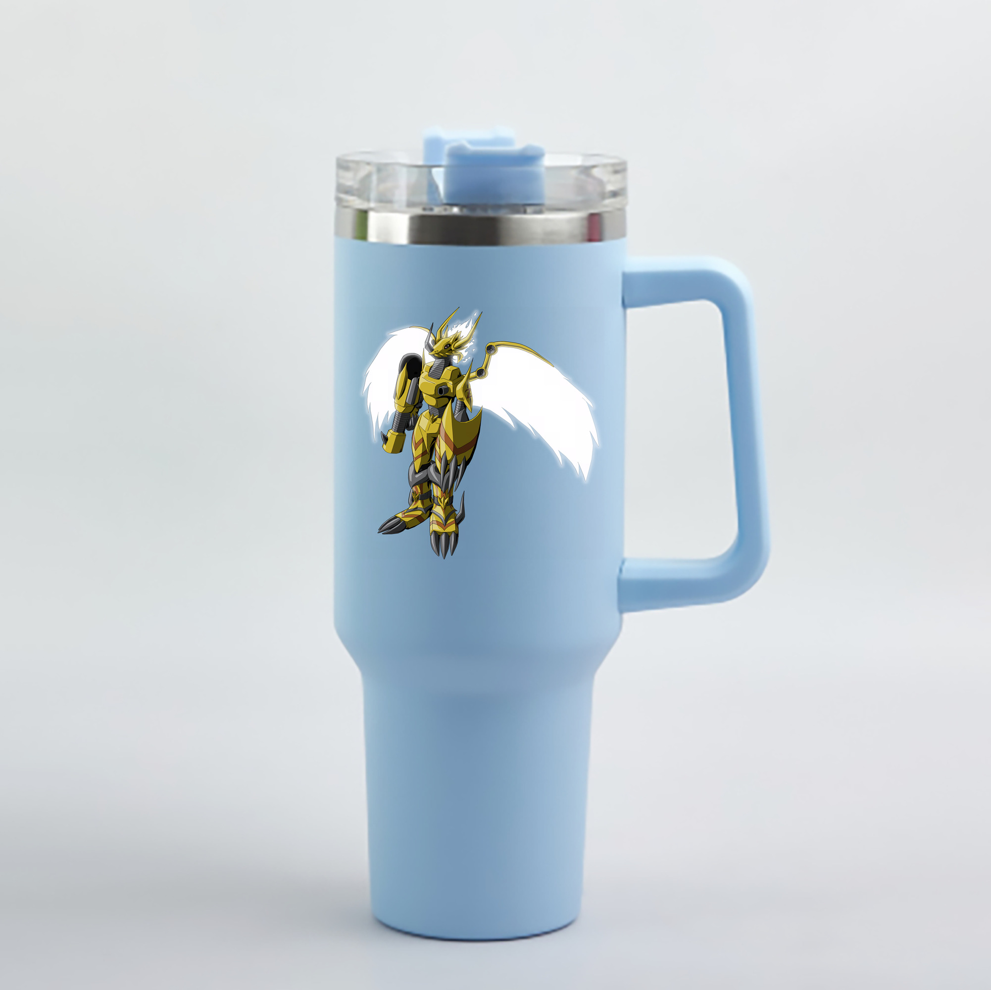 （画像用） Digimon デジタルモンスター/デジモン 1200mL車用タンブラー - クリスタルステッカー（プラスチックストロー付き）