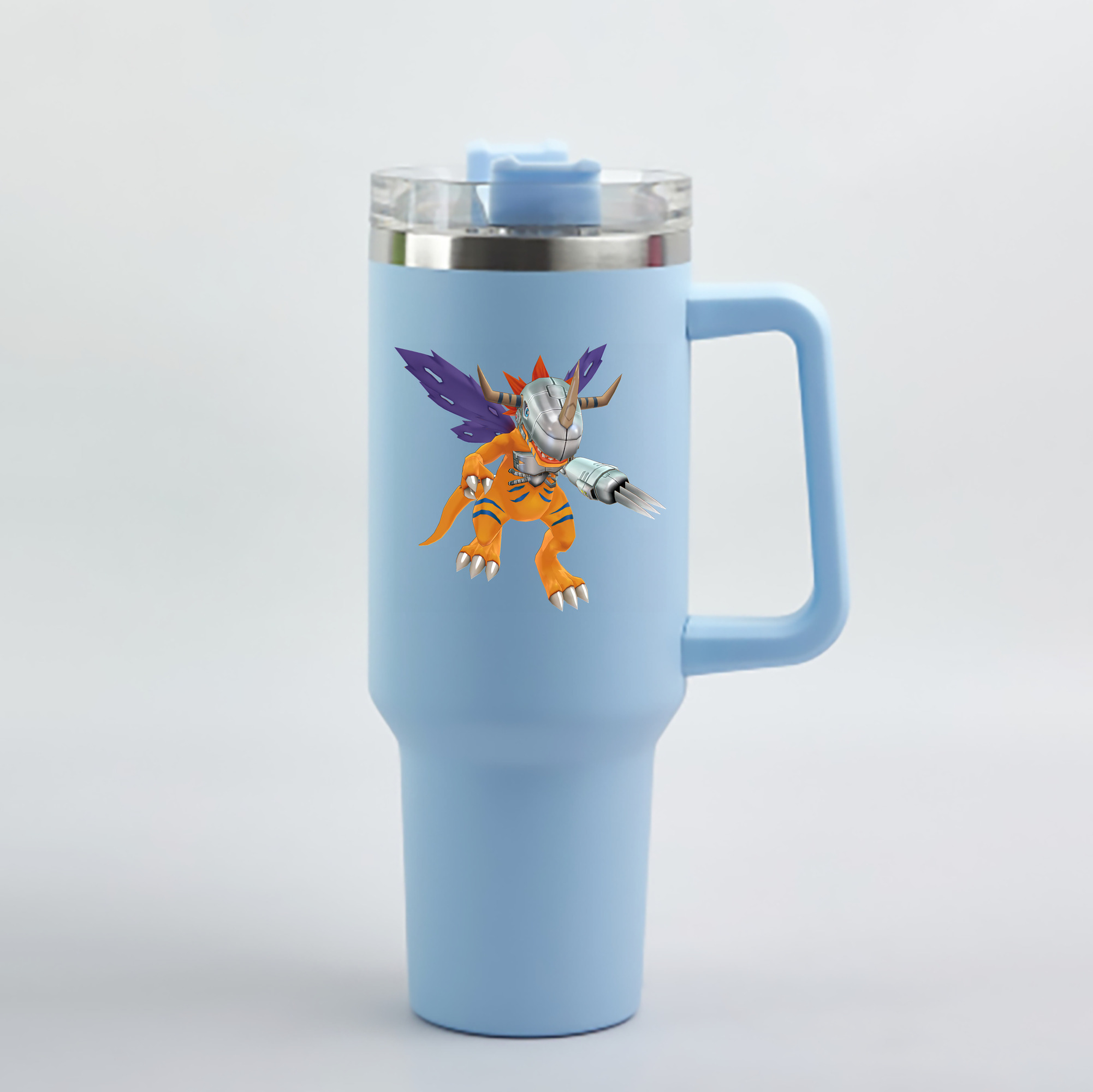 （画像用） Digimon デジタルモンスター/デジモン 1200mL車用タンブラー - クリスタルステッカー（プラスチックストロー付き）