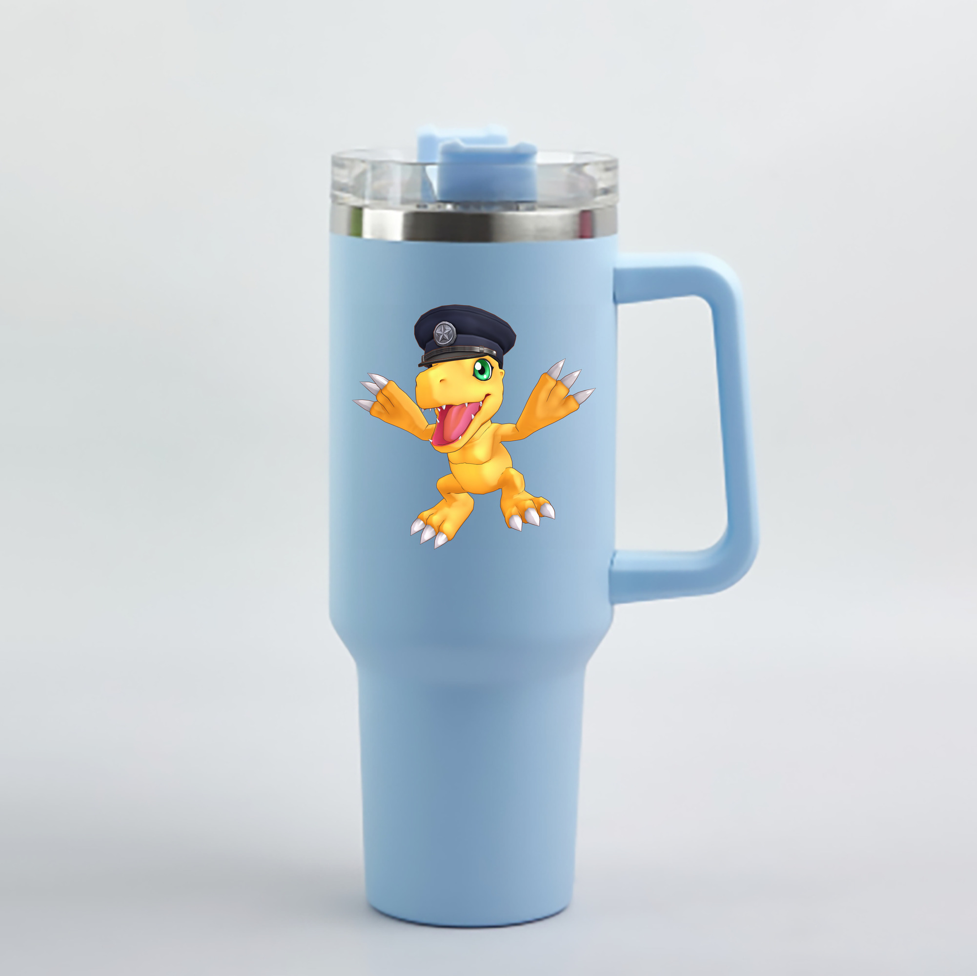 （画像用） Digimon デジタルモンスター/デジモン 1200mL車用タンブラー - クリスタルステッカー（プラスチックストロー付き）