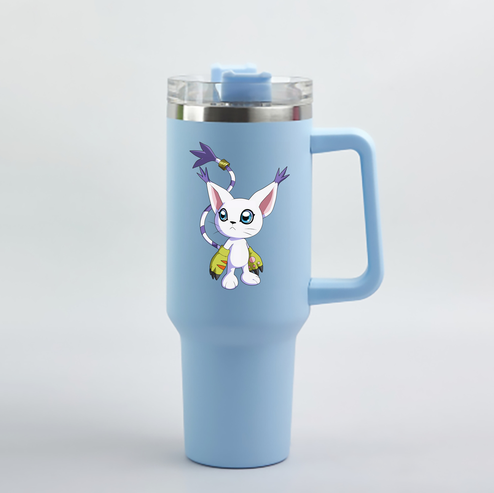 （画像用） Digimon デジタルモンスター/デジモン 1200mL車用タンブラー - クリスタルステッカー（プラスチックストロー付き）