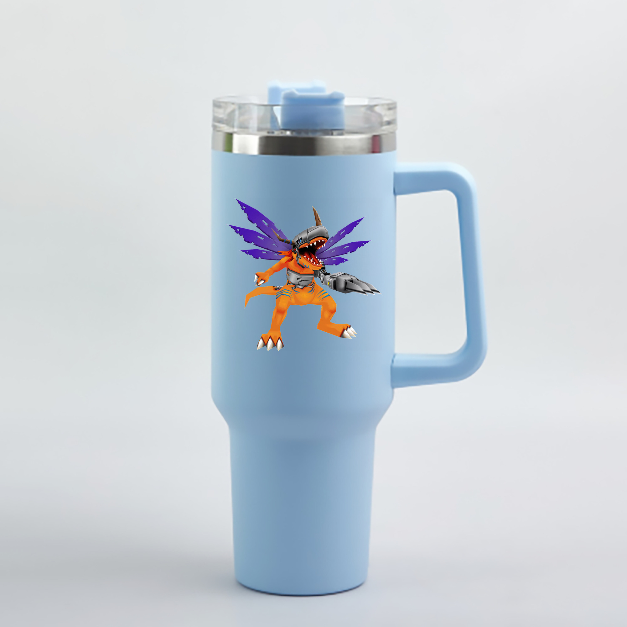 （画像用） Digimon デジタルモンスター/デジモン 1200mL車用タンブラー - クリスタルステッカー（プラスチックストロー付き）