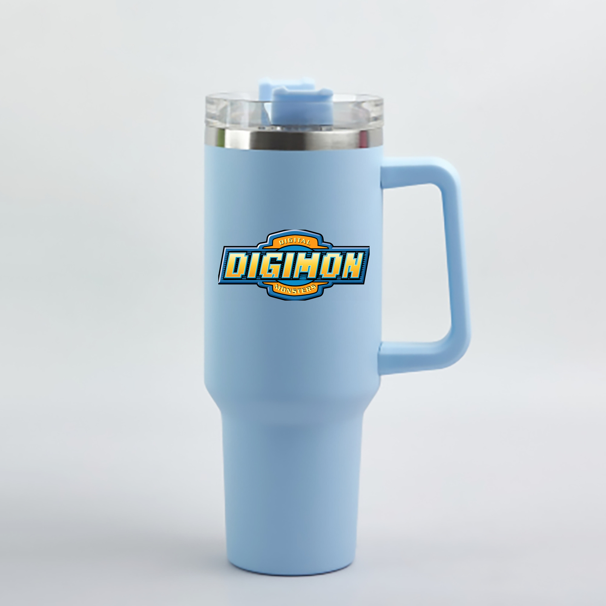 （画像用） Digimon デジタルモンスター/デジモン 1200mL車用タンブラー - クリスタルステッカー（プラスチックストロー付き）