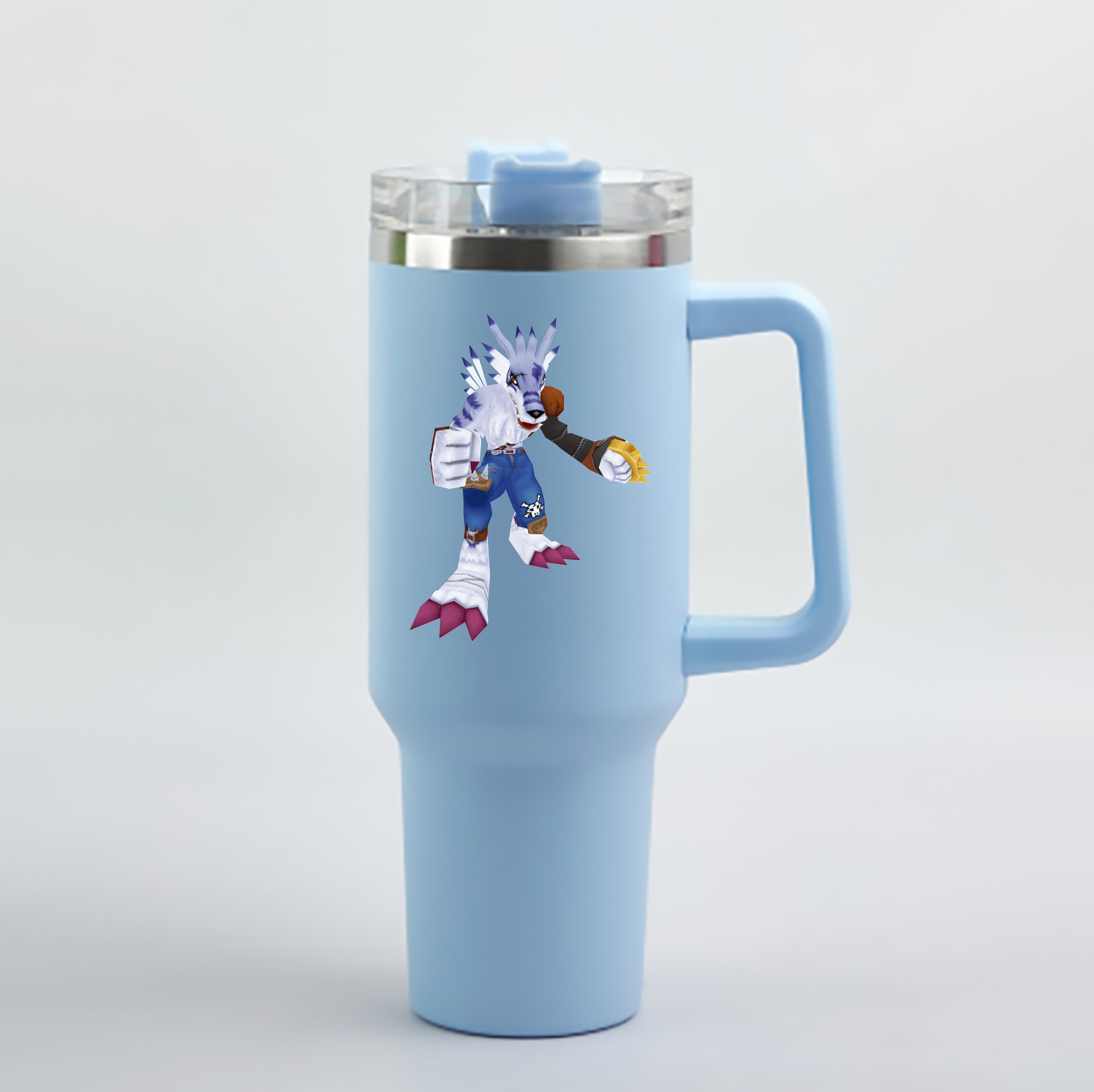 （画像用） Digimon デジタルモンスター/デジモン 1200mL車用タンブラー - クリスタルステッカー（プラスチックストロー付き）