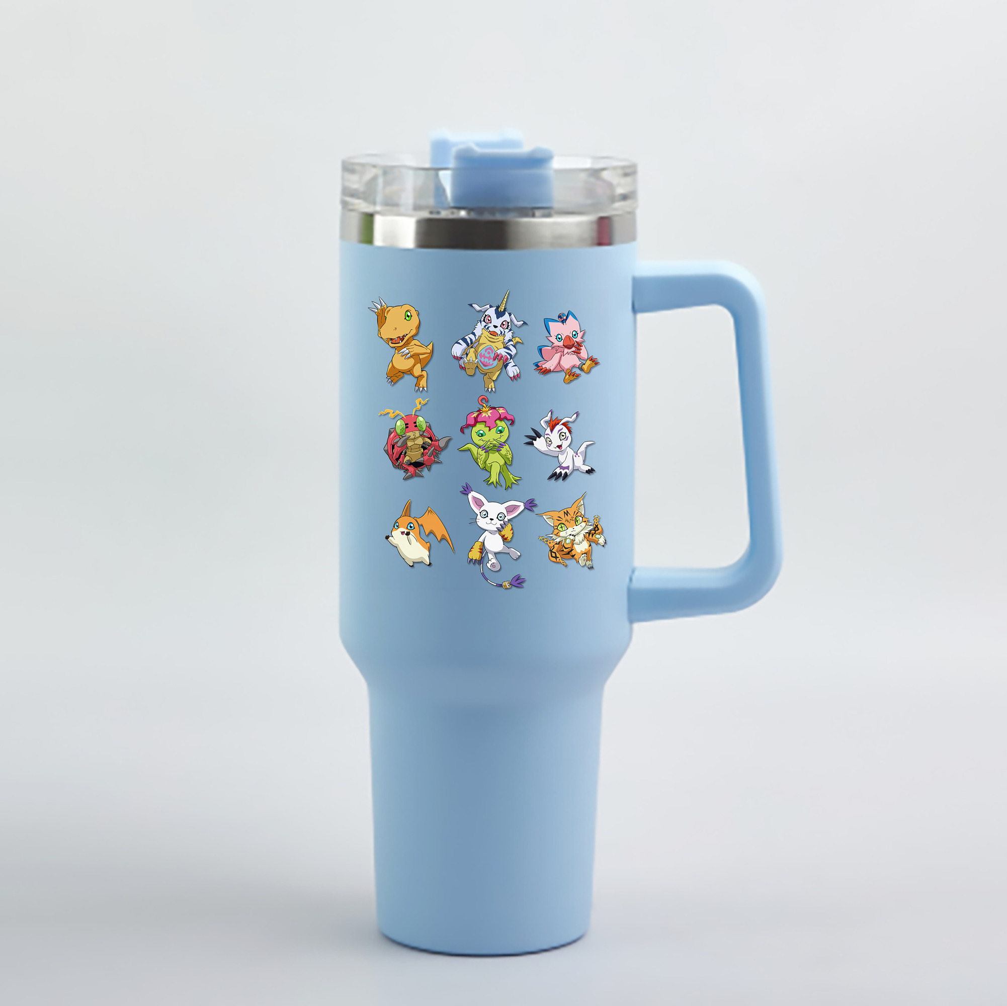 （画像用） Digimon デジタルモンスター/デジモン 1200mL車用タンブラー - クリスタルステッカー（プラスチックストロー付き）