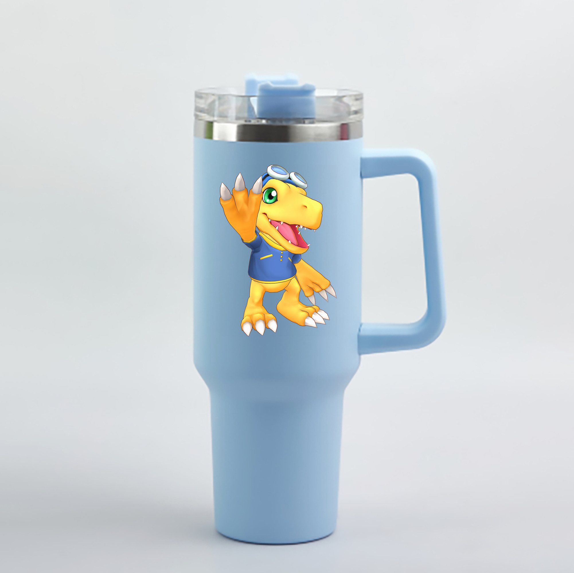 （画像用） Digimon デジタルモンスター/デジモン 1200mL車用タンブラー - クリスタルステッカー（プラスチックストロー付き）