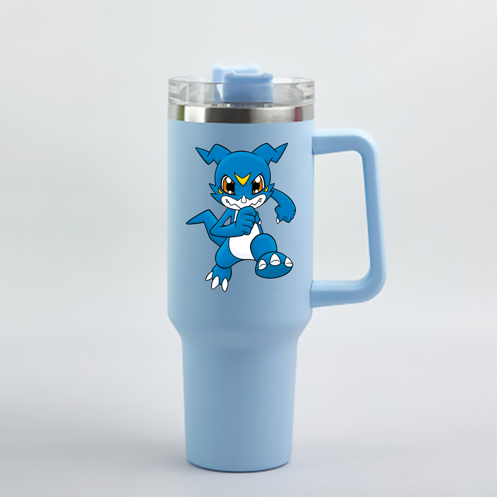 （画像用） Digimon デジタルモンスター/デジモン 1200mL車用タンブラー - クリスタルステッカー（プラスチックストロー付き）