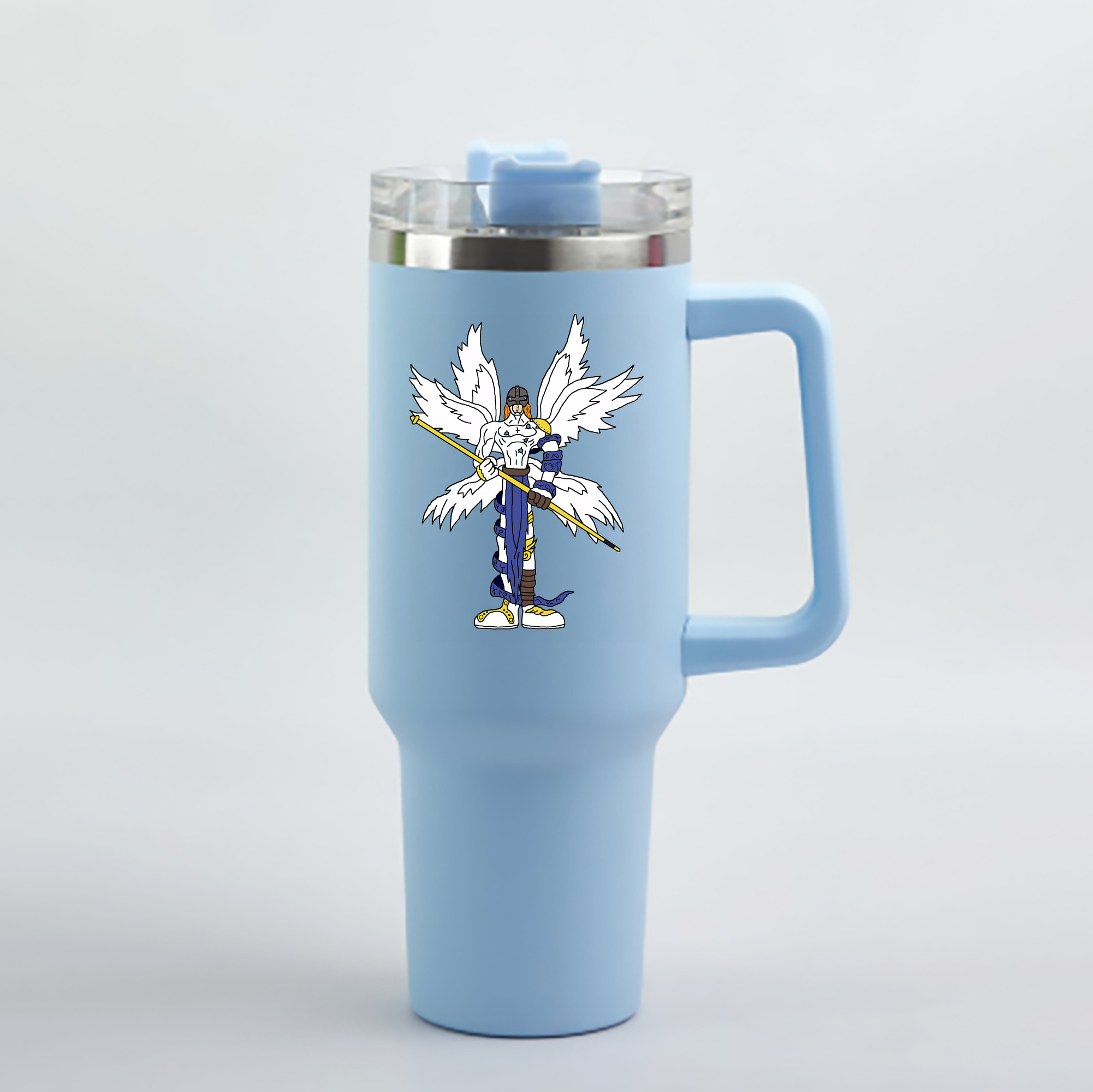 （画像用） Digimon デジタルモンスター/デジモン 1200mL車用タンブラー - クリスタルステッカー（プラスチックストロー付き）