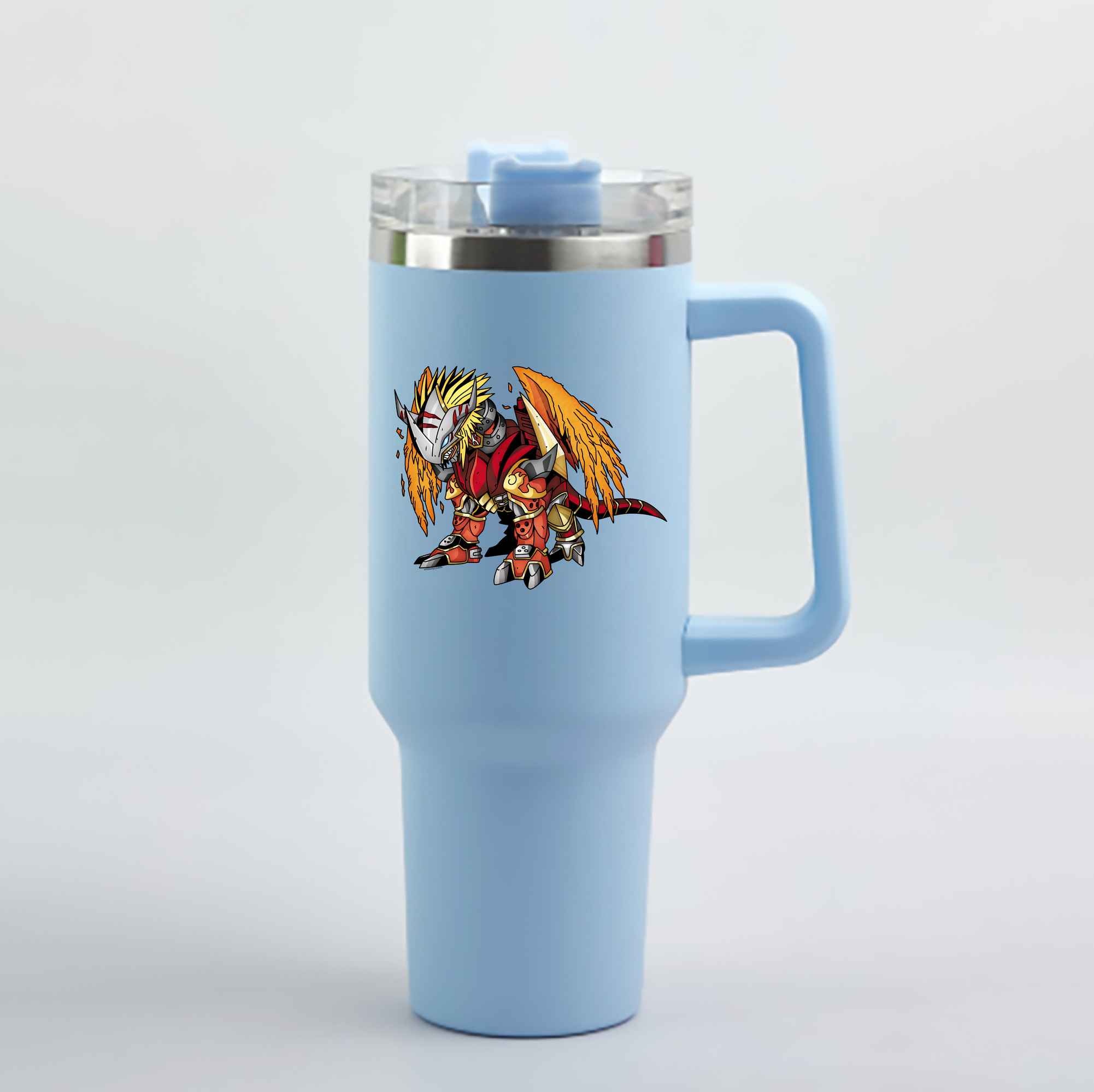 （画像用） Digimon デジタルモンスター/デジモン 1200mL車用タンブラー - クリスタルステッカー（プラスチックストロー付き）