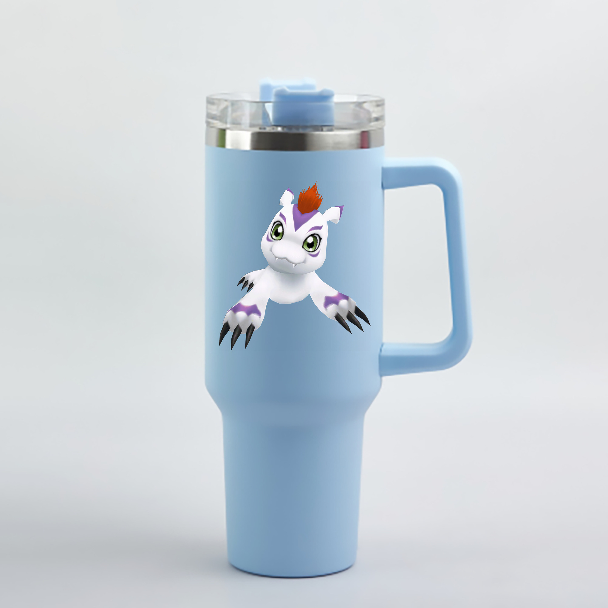 （画像用） Digimon デジタルモンスター/デジモン 1200mL車用タンブラー - クリスタルステッカー（プラスチックストロー付き）