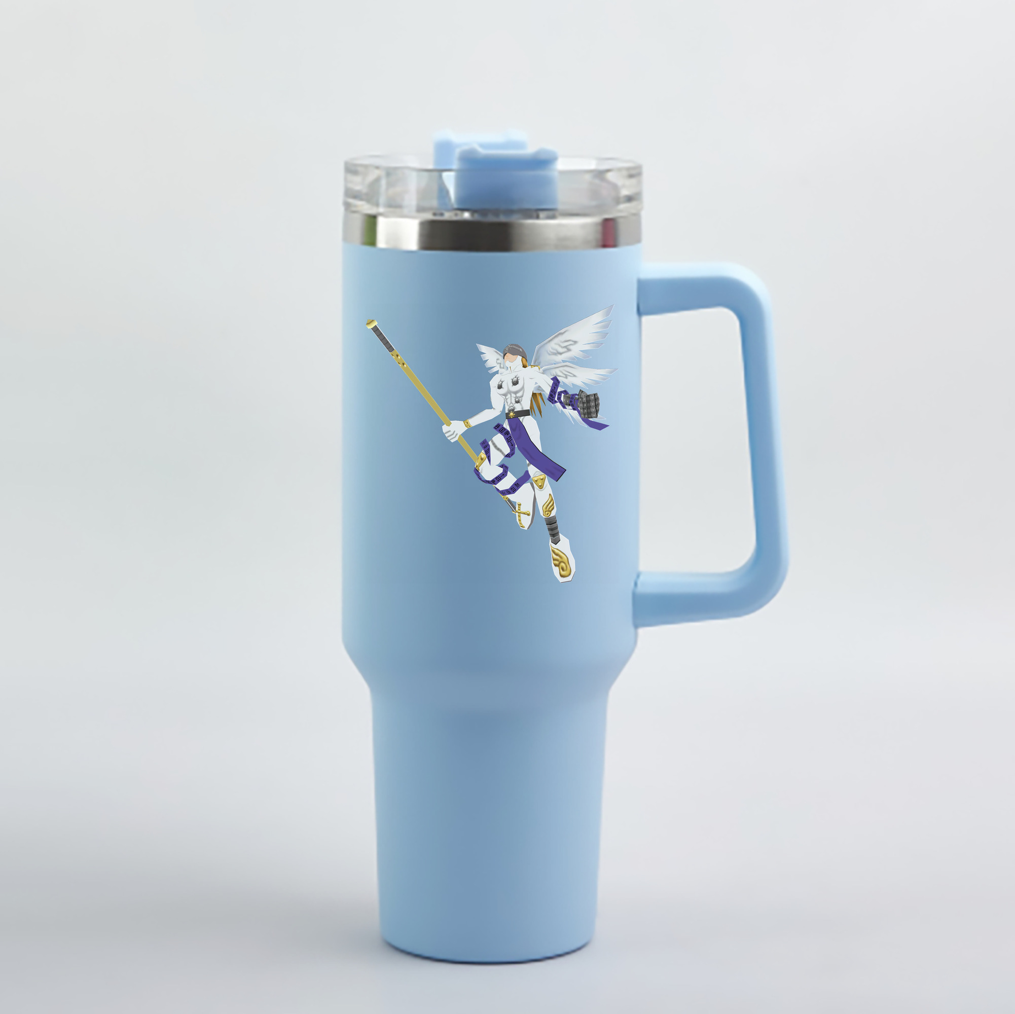 （画像用） Digimon デジタルモンスター/デジモン 1200mL車用タンブラー - クリスタルステッカー（プラスチックストロー付き）