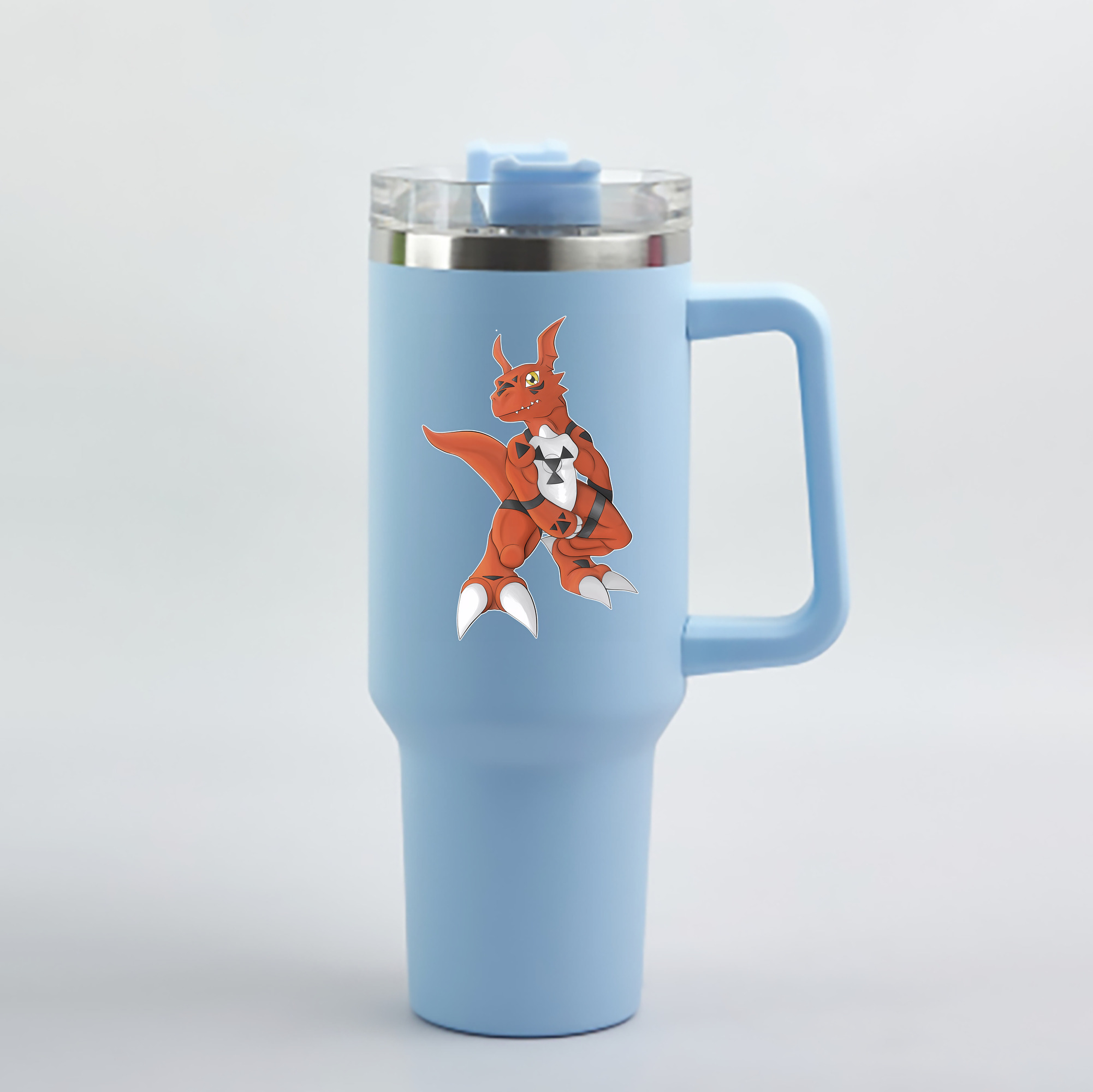 （画像用） Digimon デジタルモンスター/デジモン 1200mL車用タンブラー - クリスタルステッカー（プラスチックストロー付き）