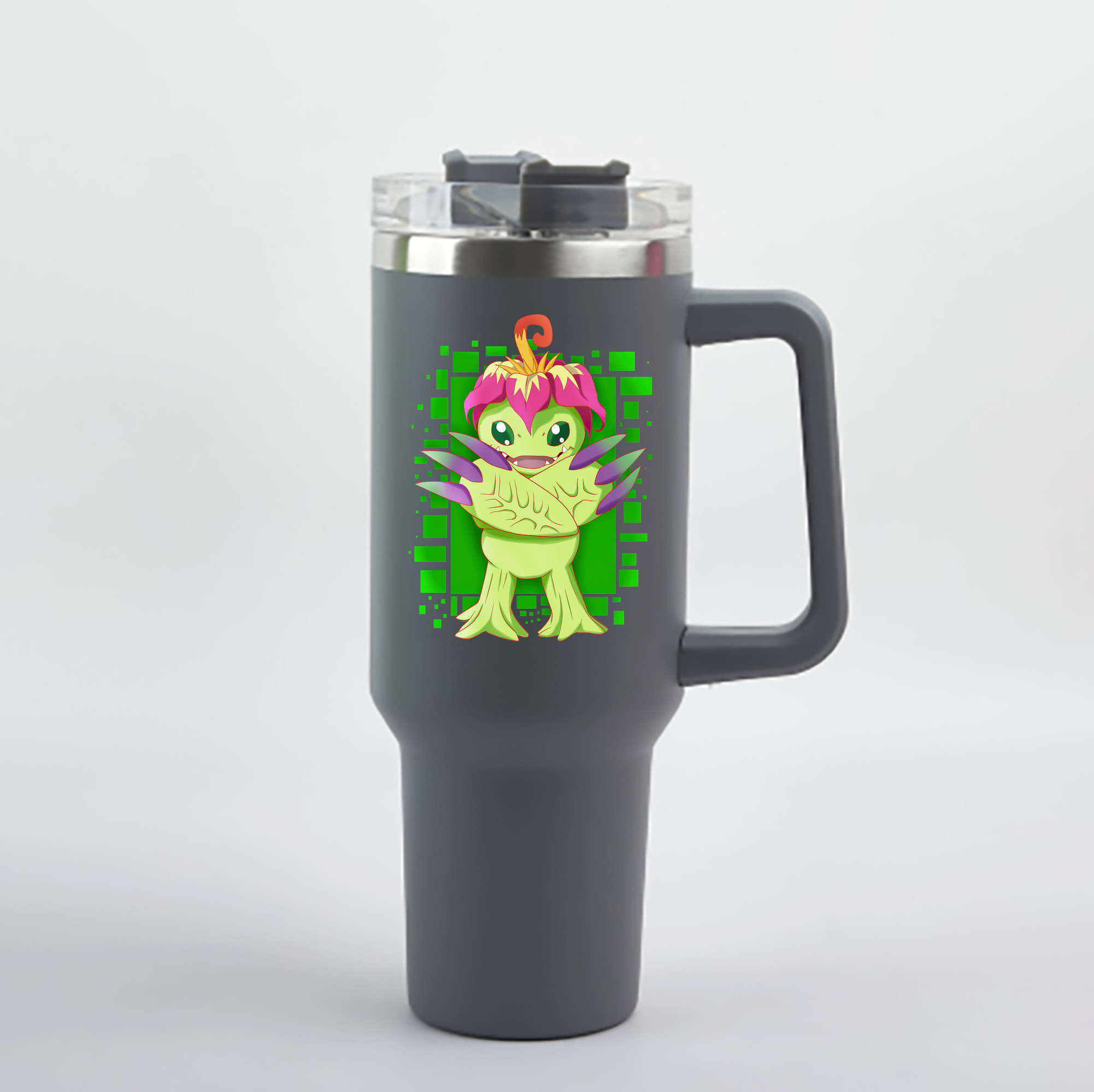 （画像用） Digimon デジタルモンスター/デジモン 1200mL車用タンブラー - クリスタルステッカー（プラスチックストロー付き）