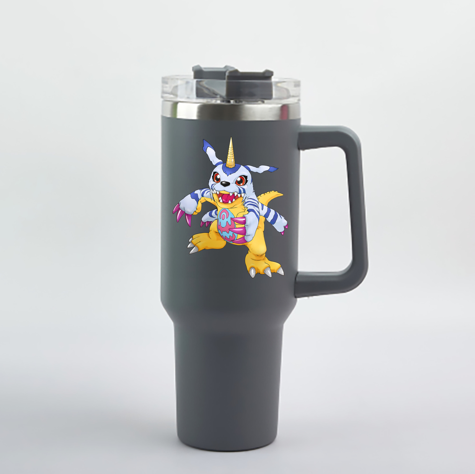 （画像用） Digimon デジタルモンスター/デジモン 1200mL車用タンブラー - クリスタルステッカー（プラスチックストロー付き）