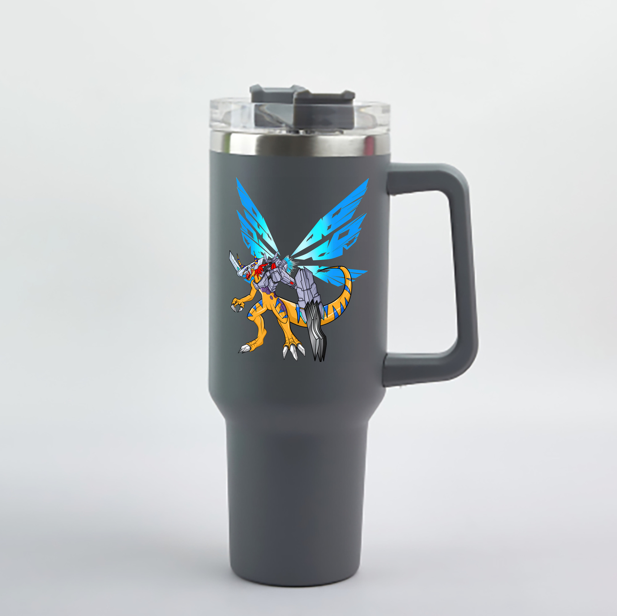 （画像用） Digimon デジタルモンスター/デジモン 1200mL車用タンブラー - クリスタルステッカー（プラスチックストロー付き）