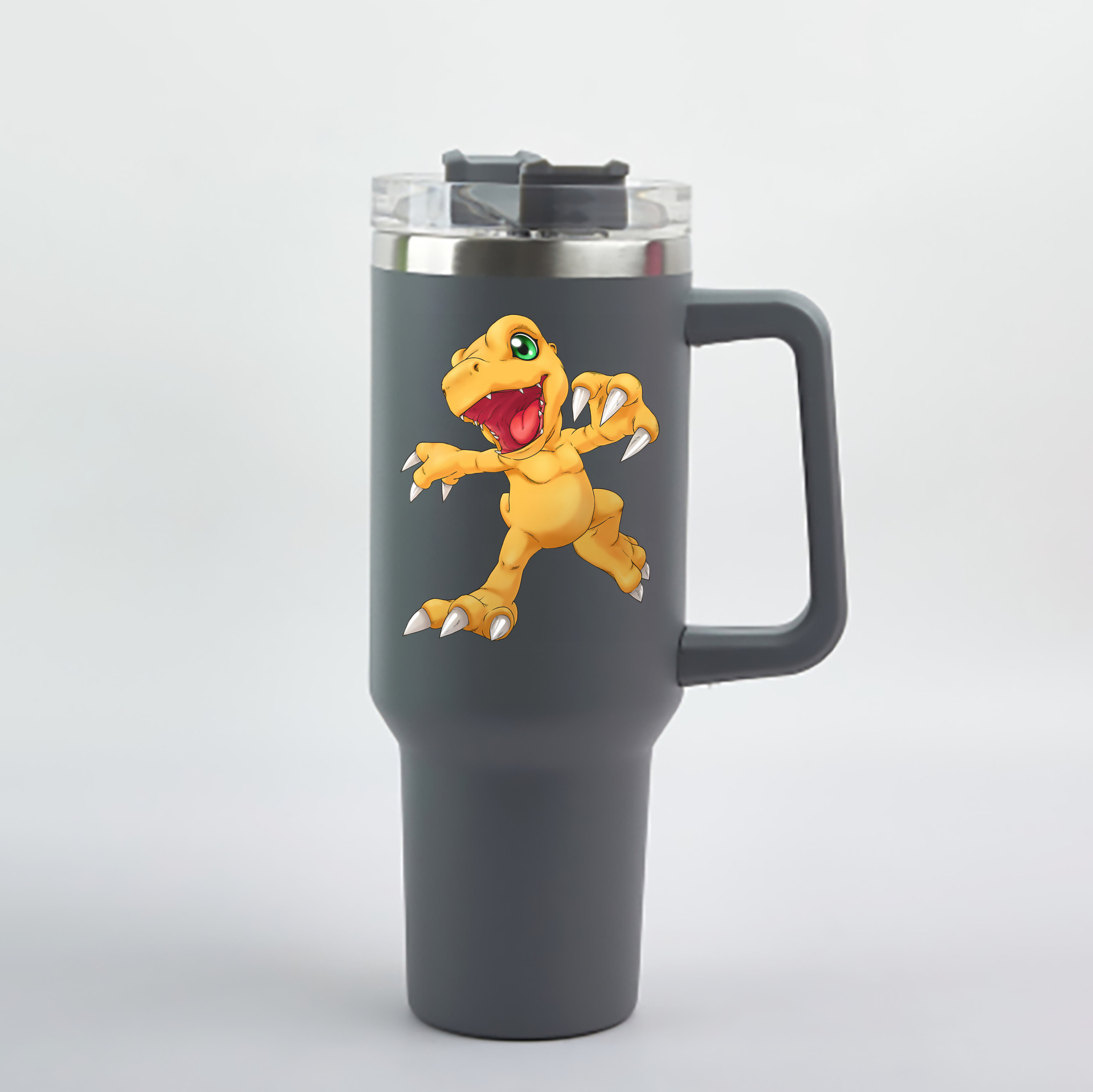 （画像用） Digimon デジタルモンスター/デジモン 1200mL車用タンブラー - クリスタルステッカー（プラスチックストロー付き）