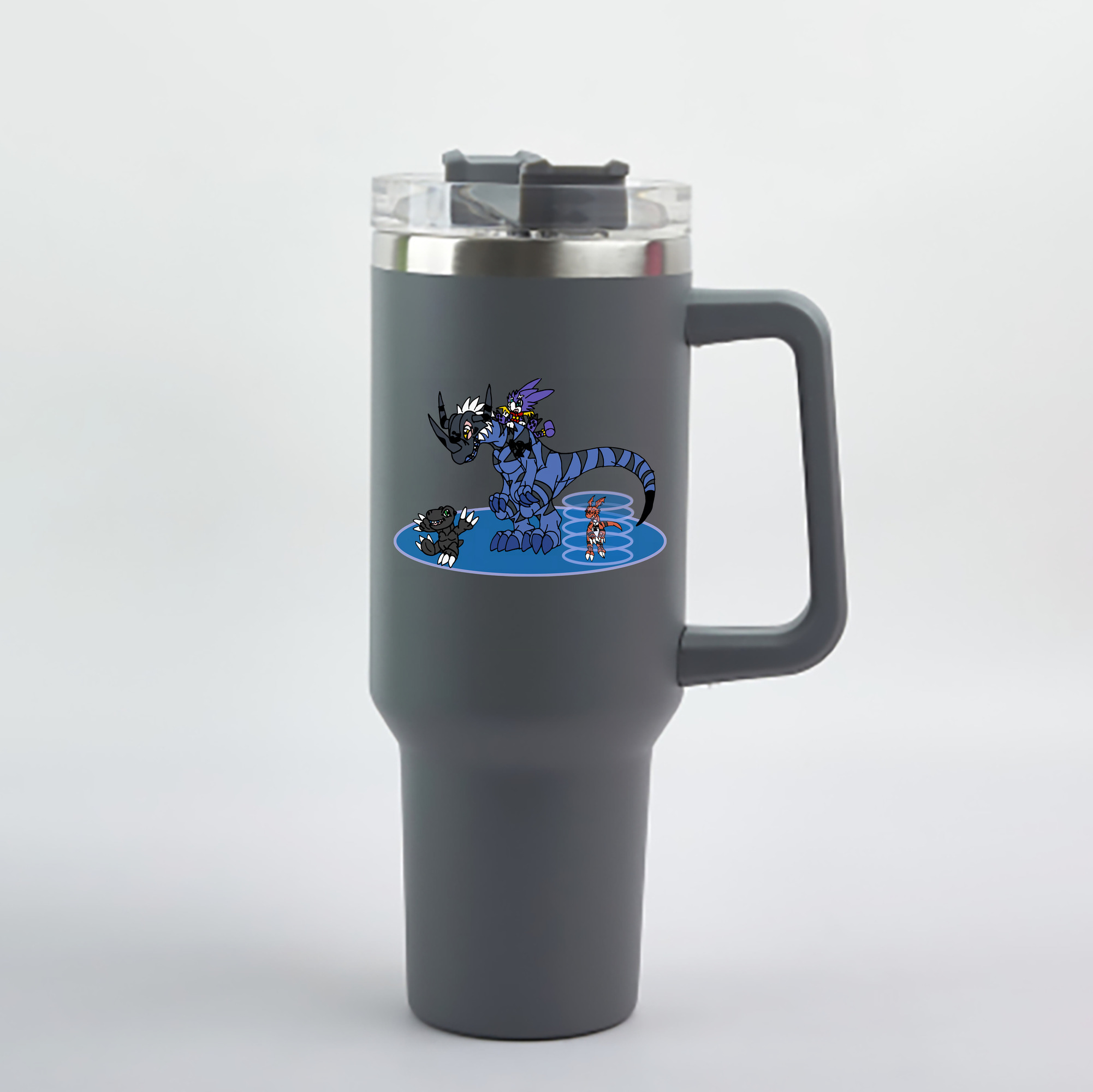 （画像用） Digimon デジタルモンスター/デジモン 1200mL車用タンブラー - クリスタルステッカー（プラスチックストロー付き）