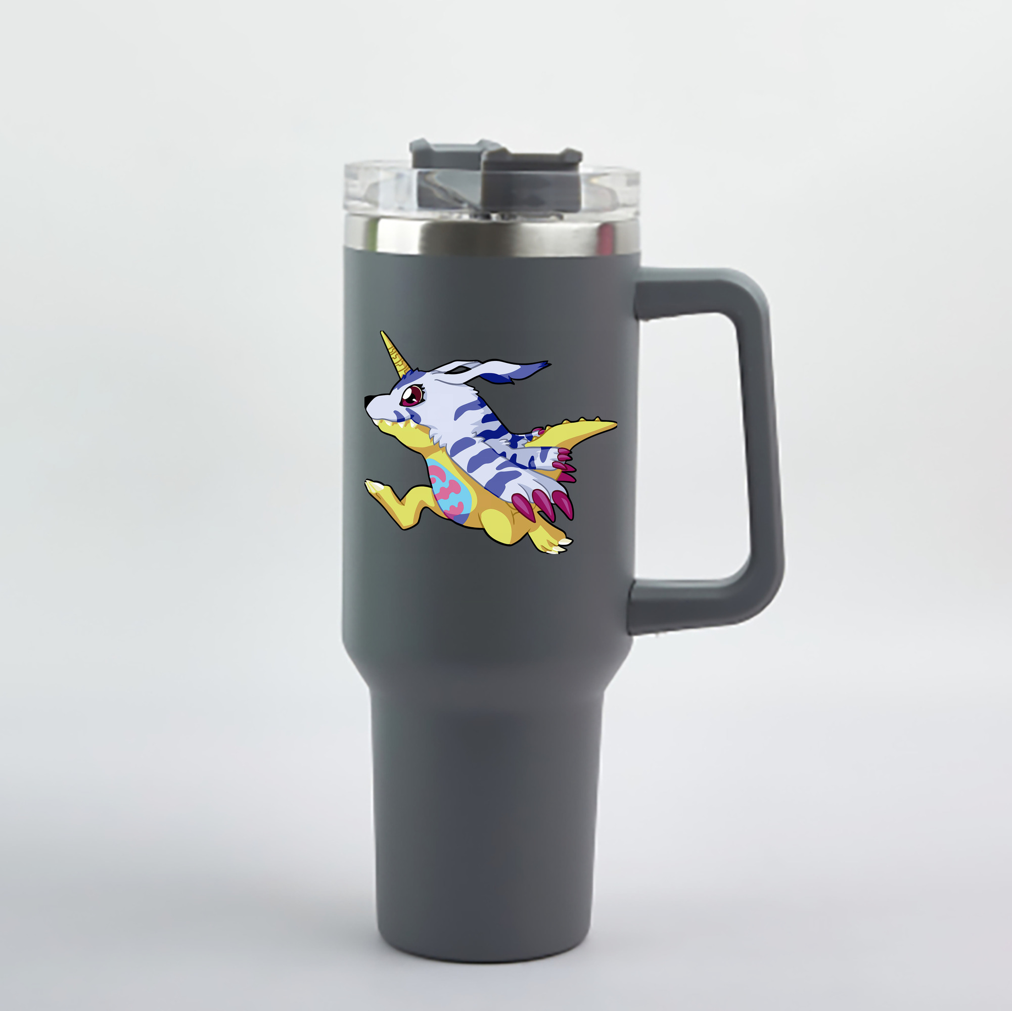 （画像用） Digimon デジタルモンスター/デジモン 1200mL車用タンブラー - クリスタルステッカー（プラスチックストロー付き）