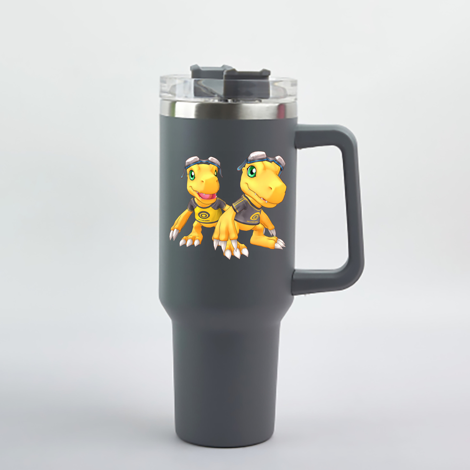 （画像用） Digimon デジタルモンスター/デジモン 1200mL車用タンブラー - クリスタルステッカー（プラスチックストロー付き）