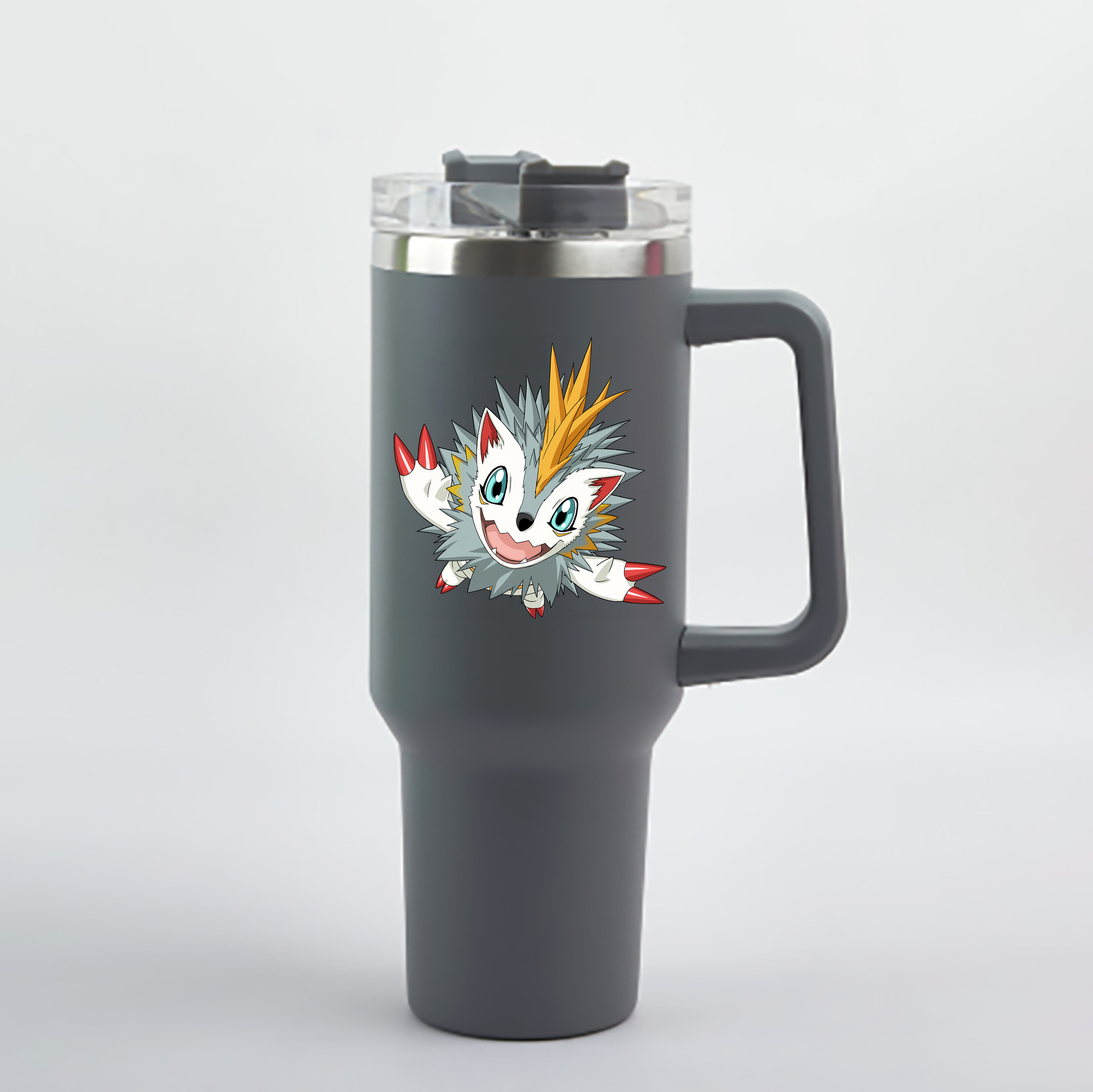 （画像用） Digimon デジタルモンスター/デジモン 1200mL車用タンブラー - クリスタルステッカー（プラスチックストロー付き）