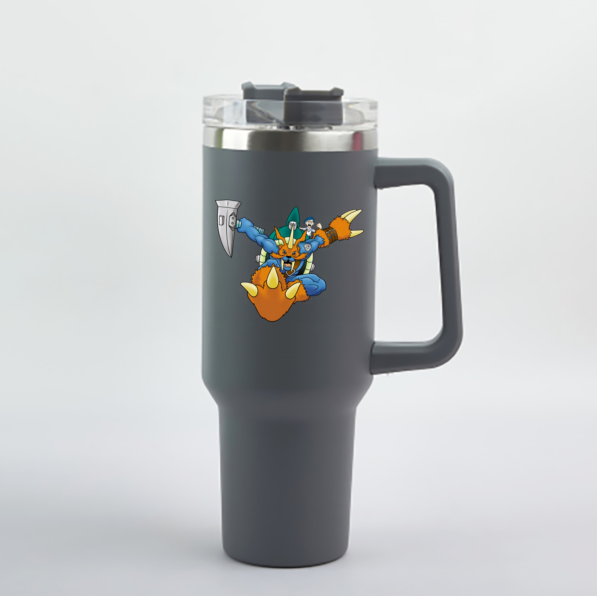 （画像用） Digimon デジタルモンスター/デジモン 1200mL車用タンブラー - クリスタルステッカー（プラスチックストロー付き）