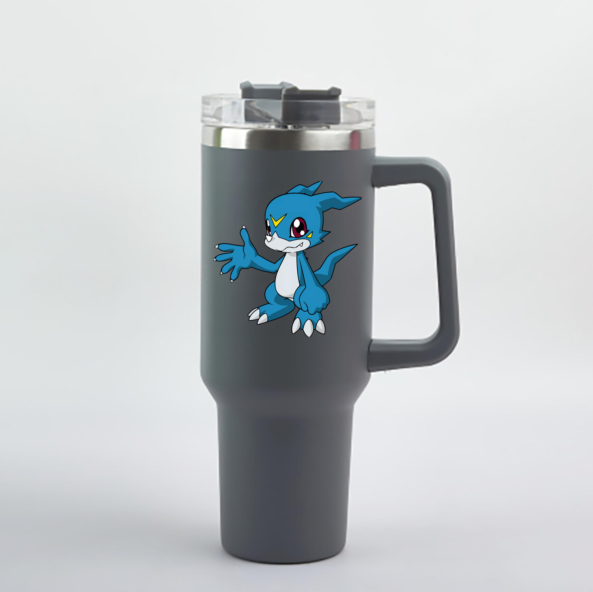 （画像用） Digimon デジタルモンスター/デジモン 1200mL車用タンブラー - クリスタルステッカー（プラスチックストロー付き）
