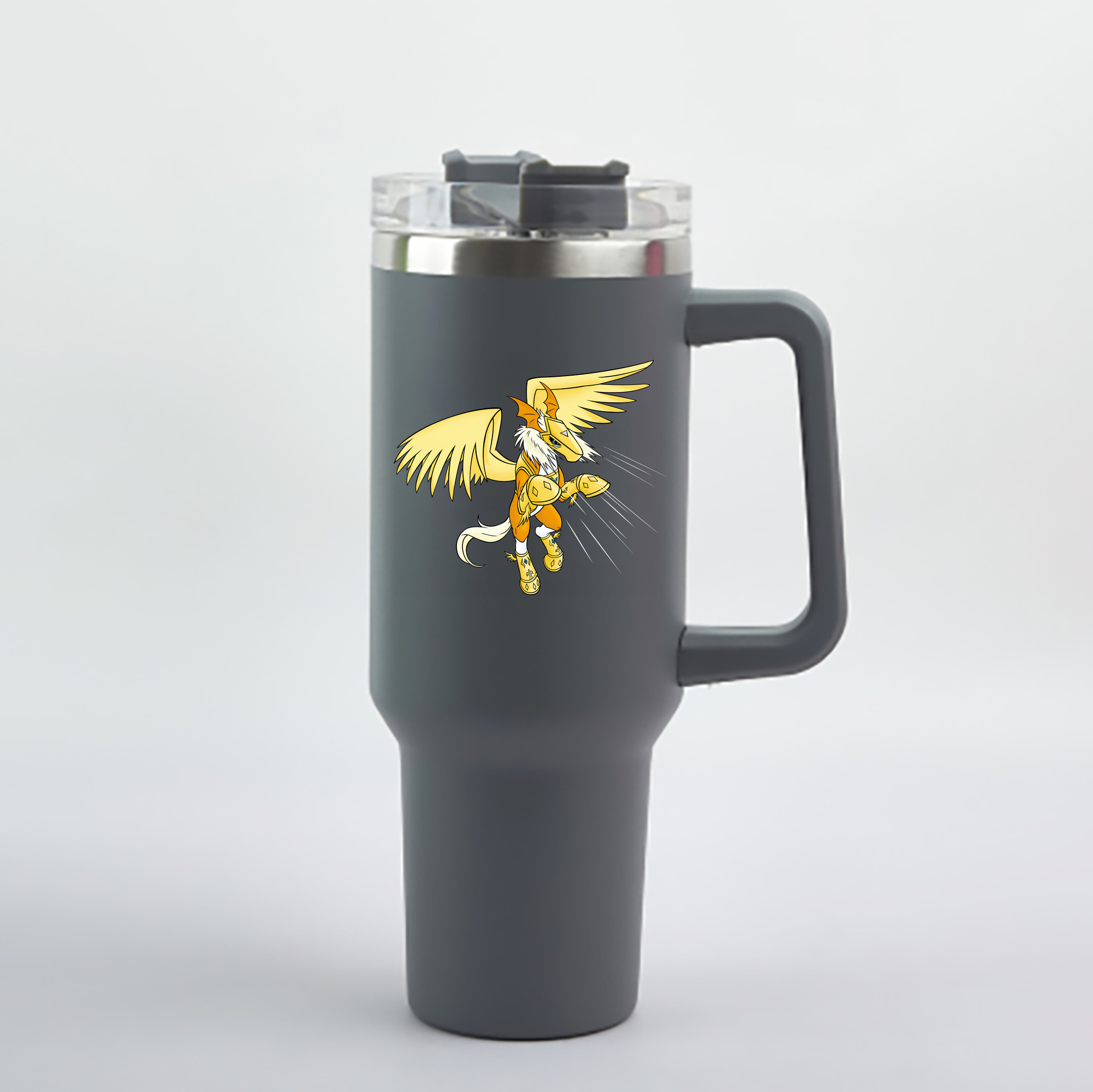 （画像用） Digimon デジタルモンスター/デジモン 1200mL車用タンブラー - クリスタルステッカー（プラスチックストロー付き）