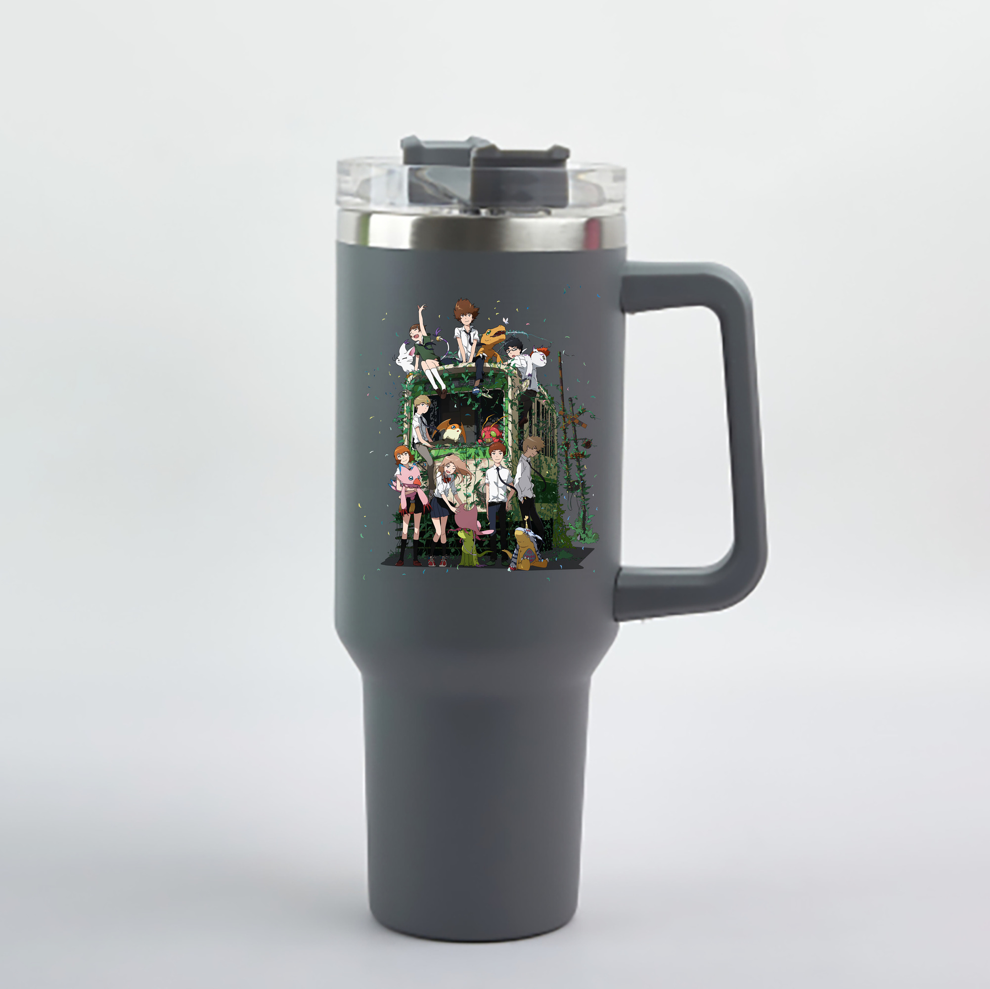 （画像用） Digimon デジタルモンスター/デジモン 1200mL車用タンブラー - クリスタルステッカー（プラスチックストロー付き）