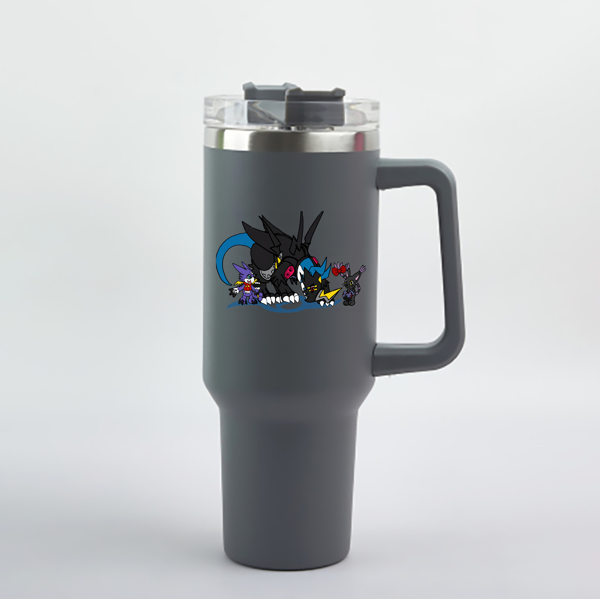 （画像用） Digimon デジタルモンスター/デジモン 1200mL車用タンブラー - クリスタルステッカー（プラスチックストロー付き）