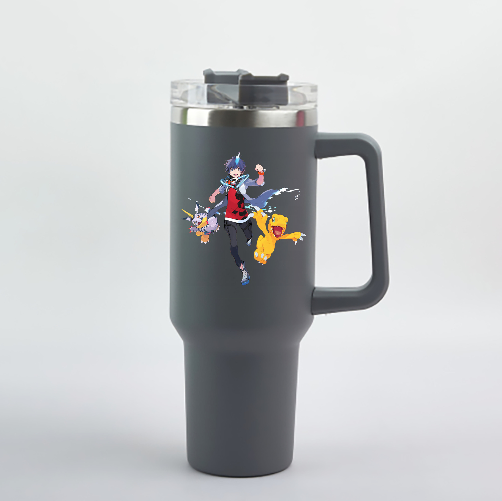 （画像用） Digimon デジタルモンスター/デジモン 1200mL車用タンブラー - クリスタルステッカー（プラスチックストロー付き）