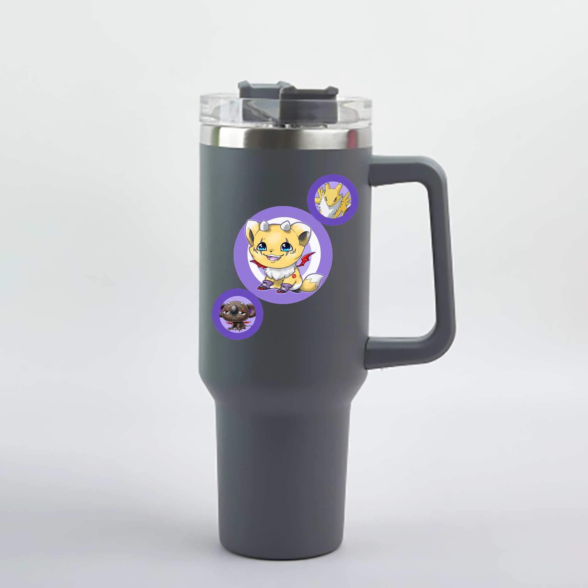 （画像用） Digimon デジタルモンスター/デジモン 1200mL車用タンブラー - クリスタルステッカー（プラスチックストロー付き）