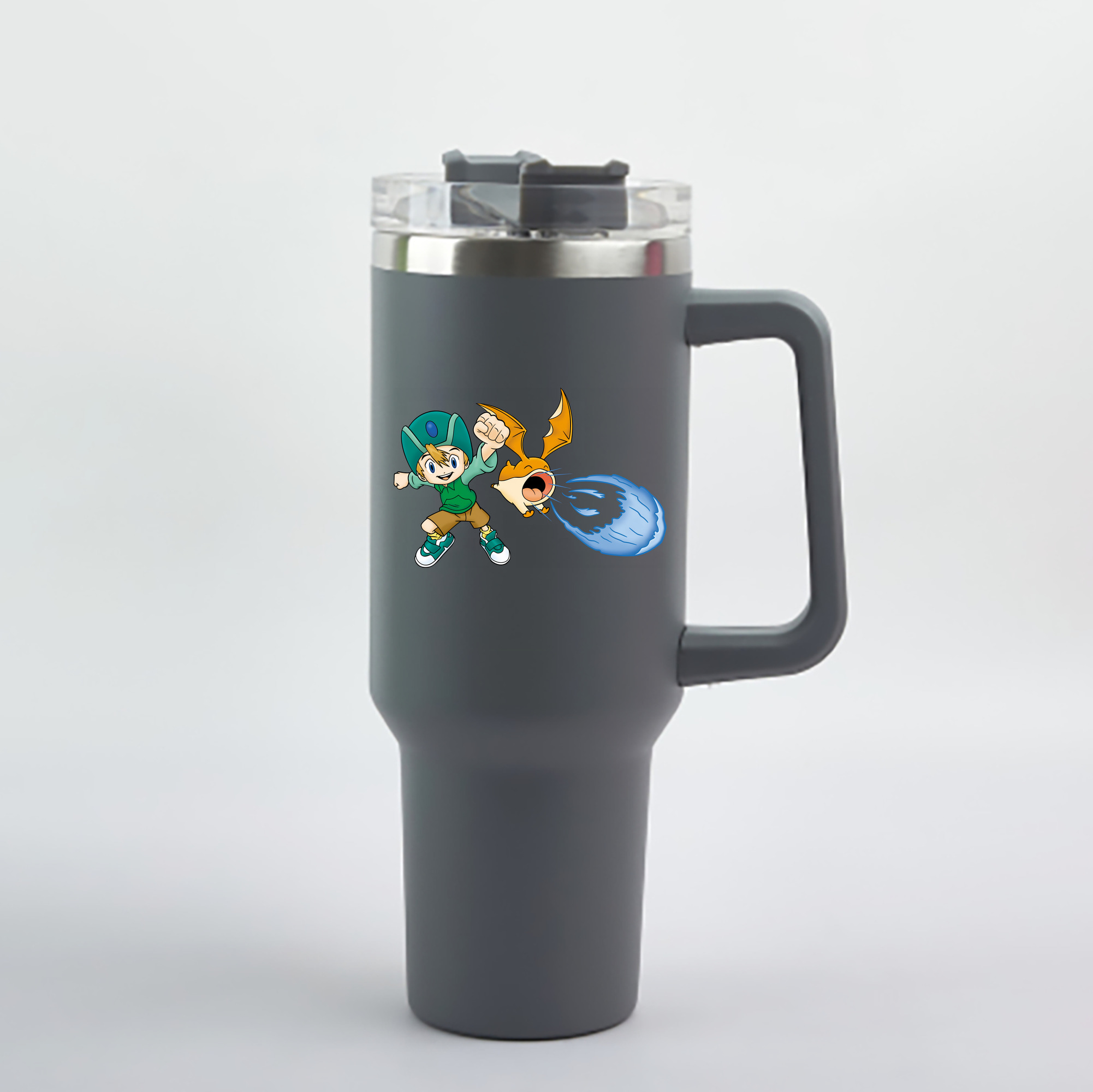 （画像用） Digimon デジタルモンスター/デジモン 1200mL車用タンブラー - クリスタルステッカー（プラスチックストロー付き）