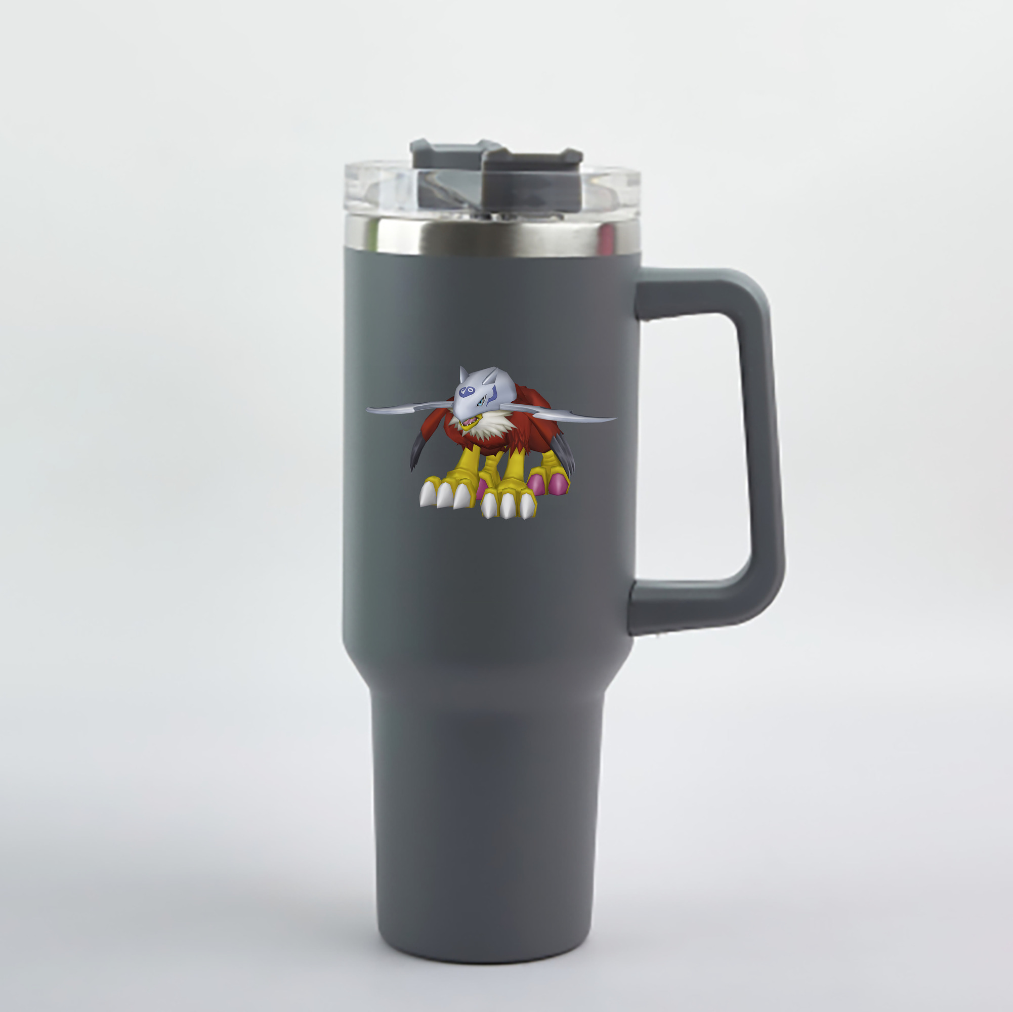 （画像用） Digimon デジタルモンスター/デジモン 1200mL車用タンブラー - クリスタルステッカー（プラスチックストロー付き）