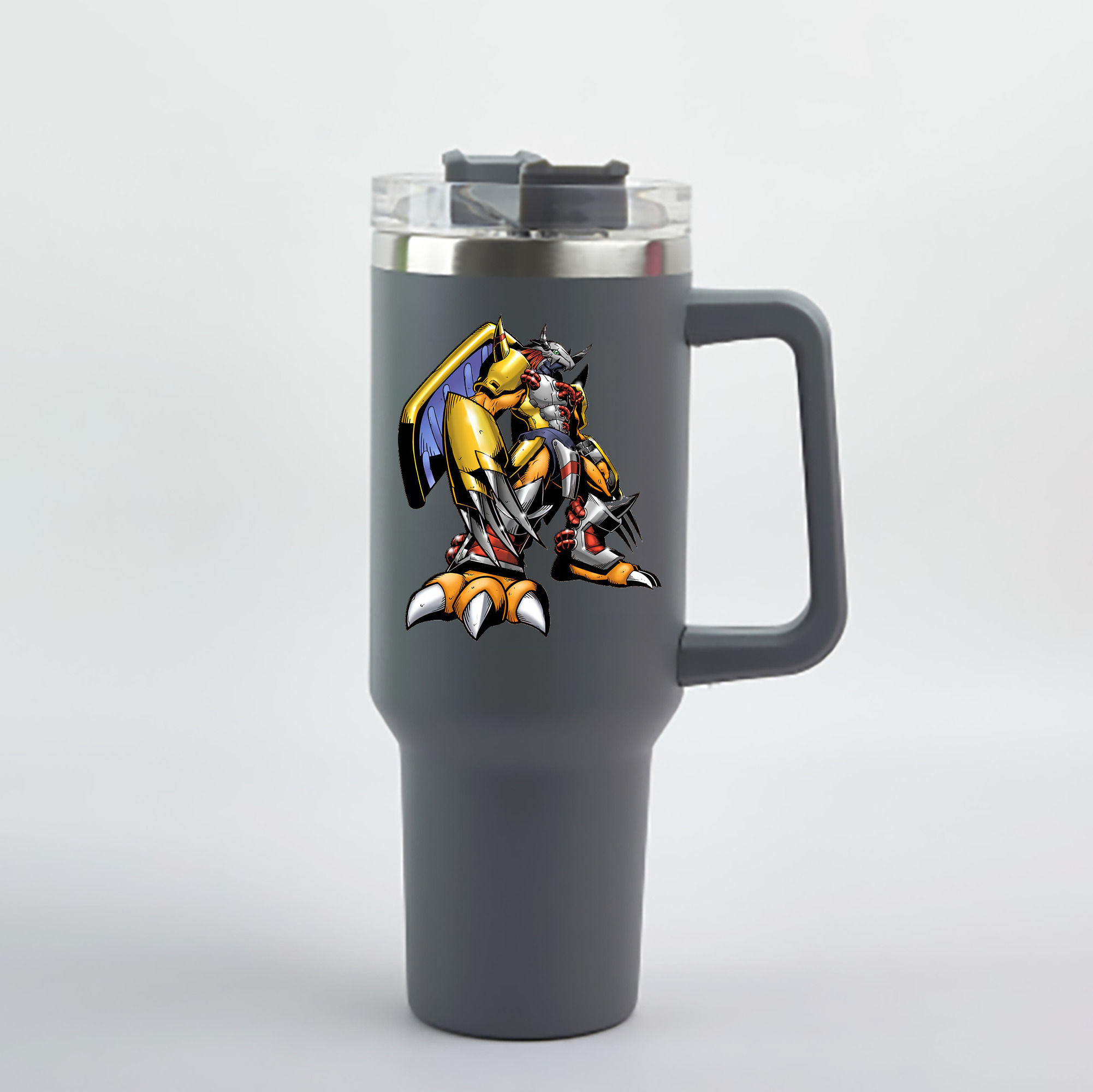 （画像用） Digimon デジタルモンスター/デジモン 1200mL車用タンブラー - クリスタルステッカー（プラスチックストロー付き）