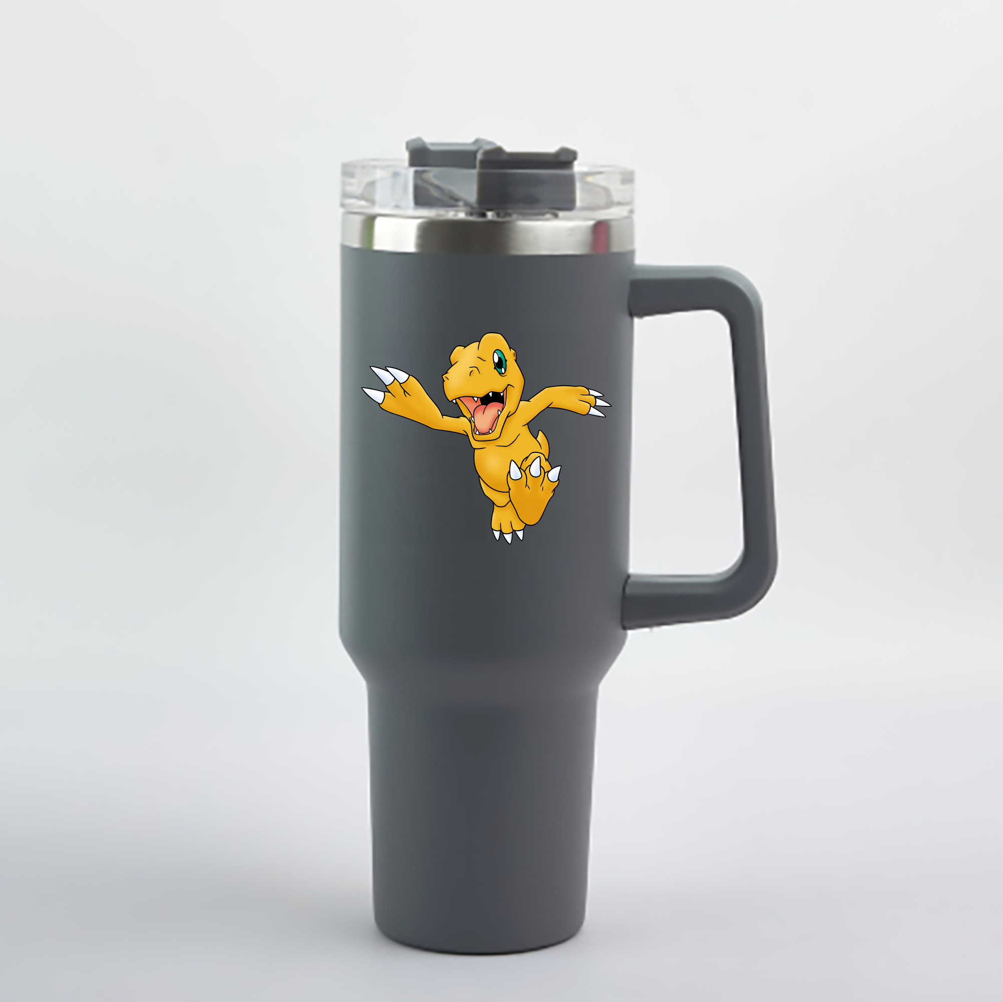 （画像用） Digimon デジタルモンスター/デジモン 1200mL車用タンブラー - クリスタルステッカー（プラスチックストロー付き）