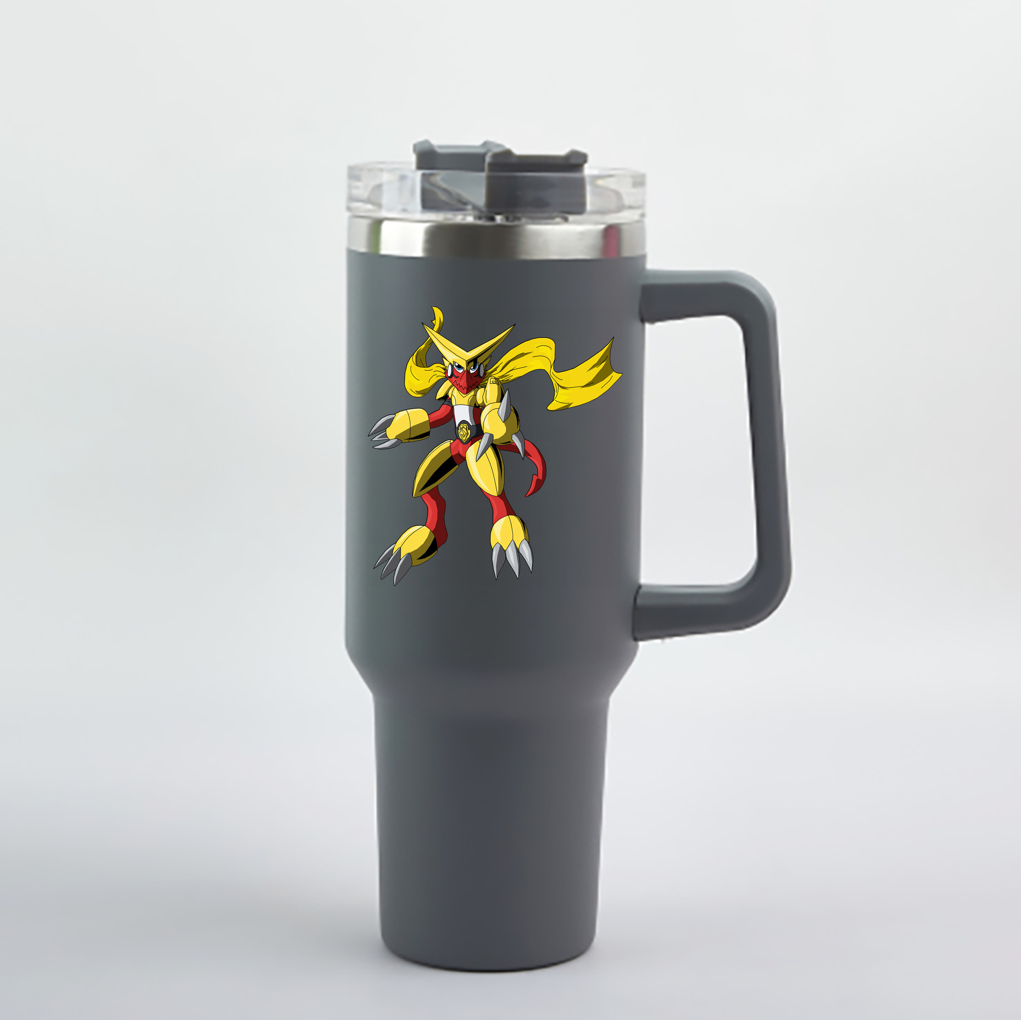 （画像用） Digimon デジタルモンスター/デジモン 1200mL車用タンブラー - クリスタルステッカー（プラスチックストロー付き）